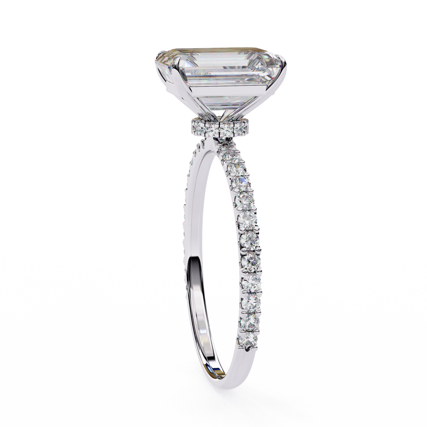 white gold / moissanite, white gold / lab grown