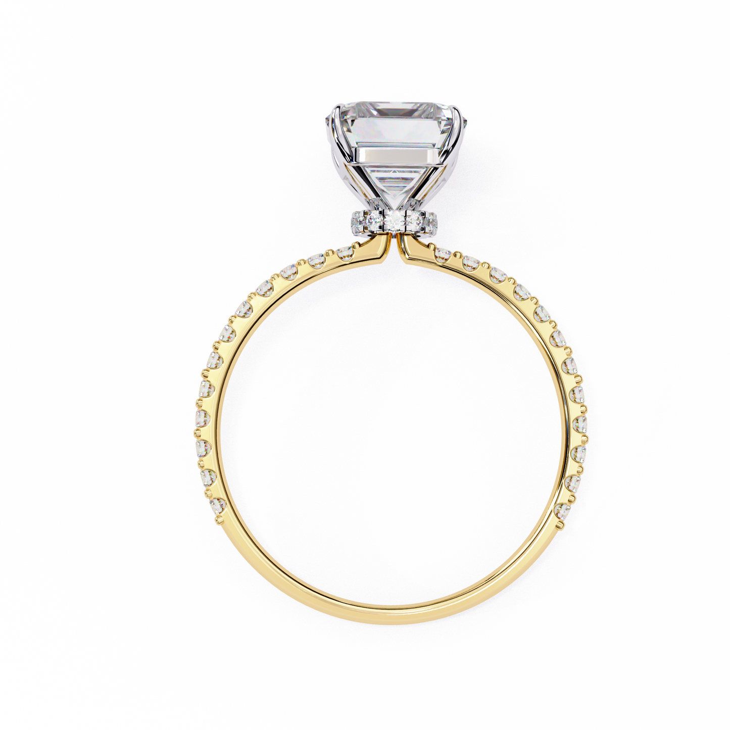 yellow gold / moissanite, yellow gold / lab grown