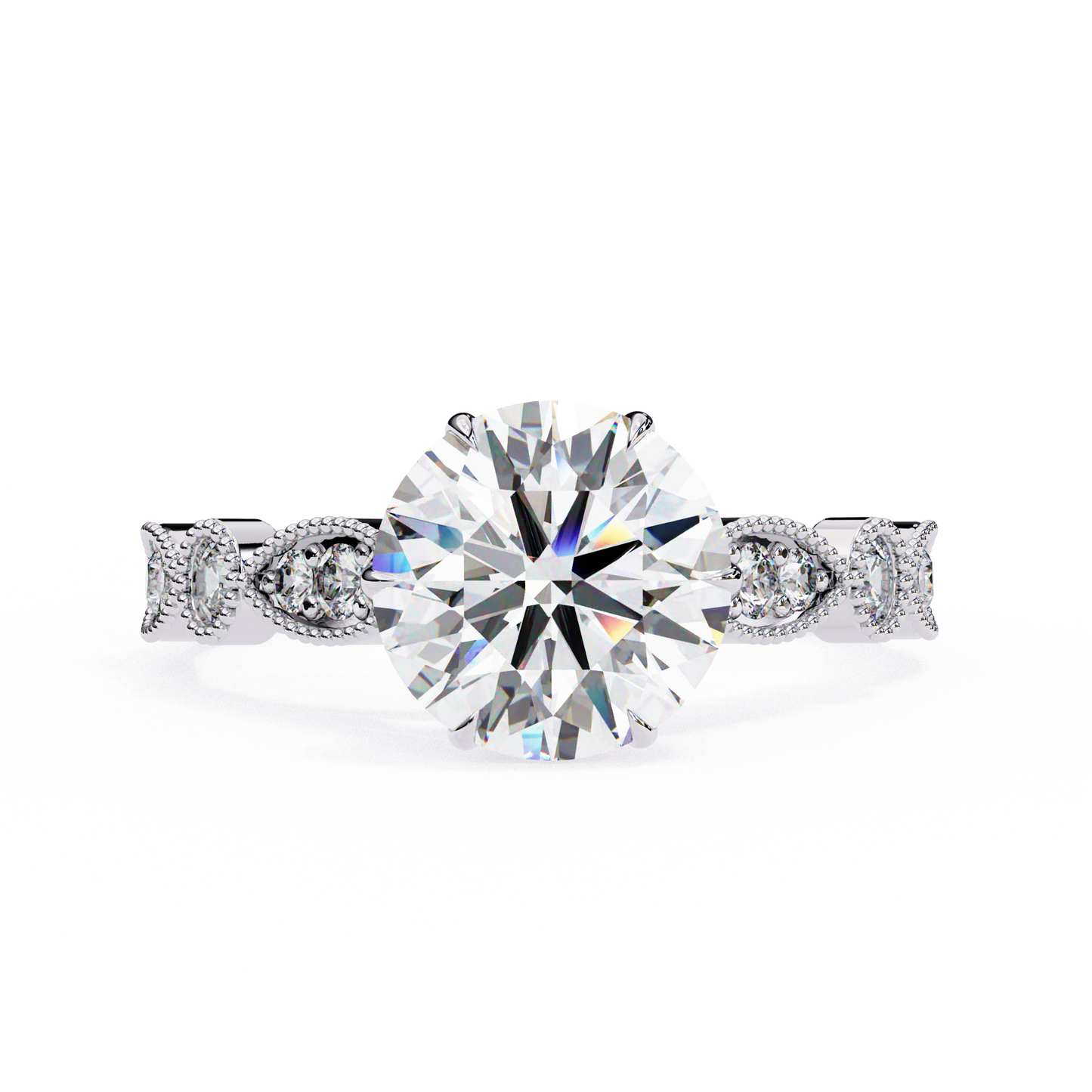 white gold / moissanite, white gold / lab grown