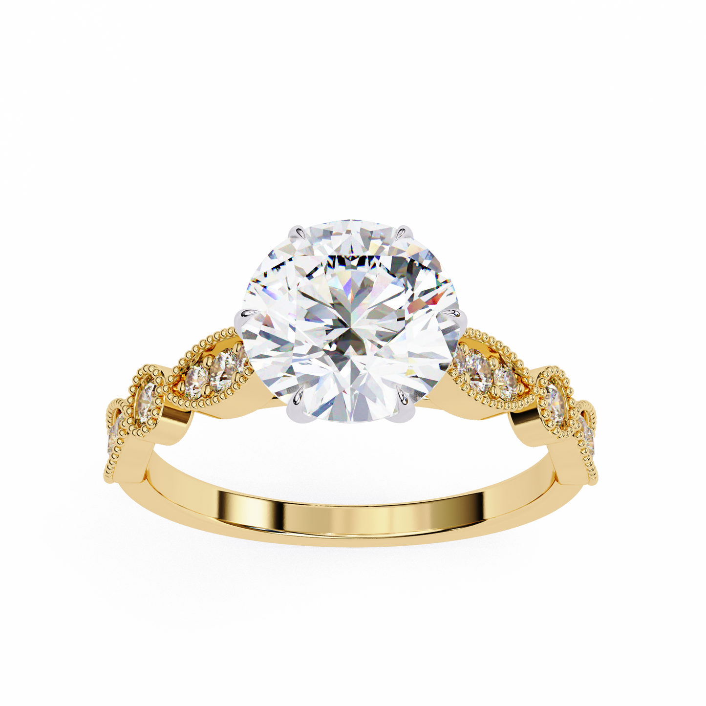 yellow gold / moissanite, yellow gold / lab grown