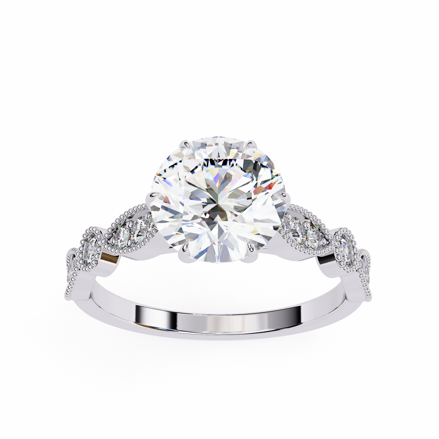 white gold / moissanite, white gold / lab grown