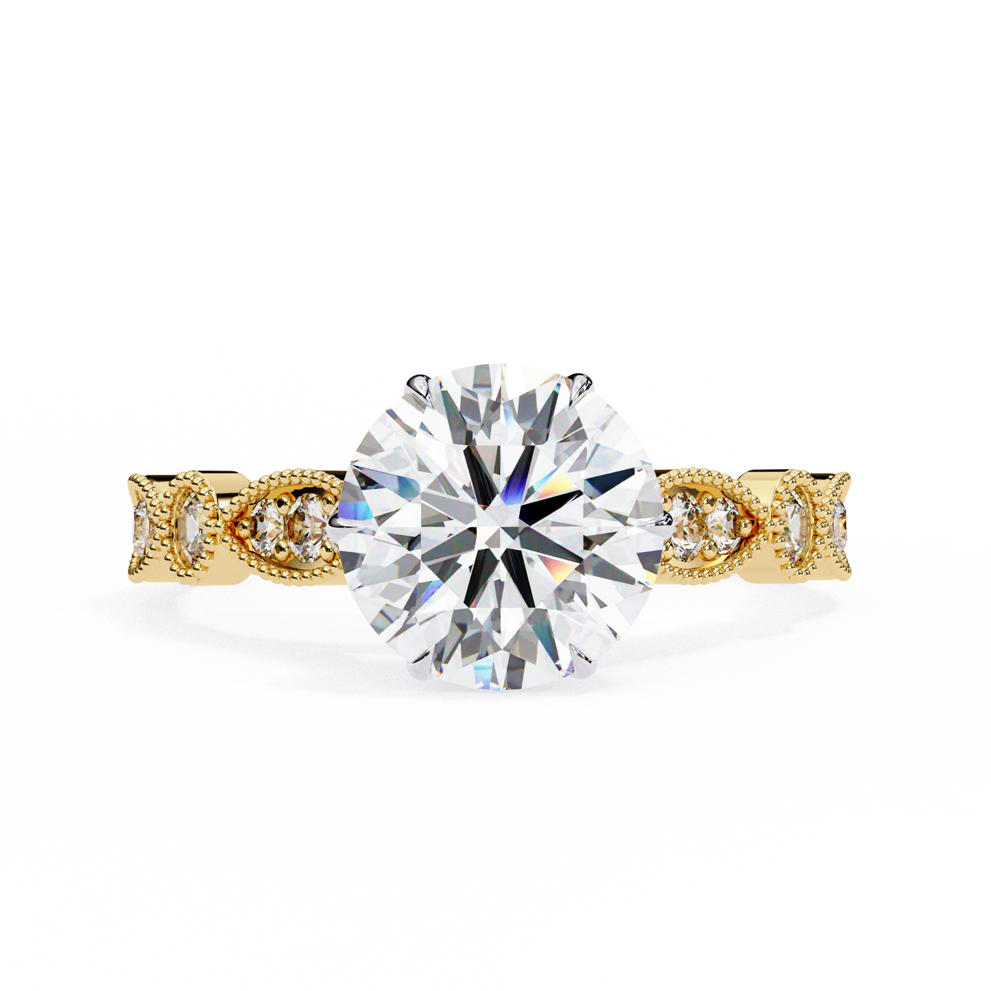 yellow gold / moissanite, yellow gold / lab grown