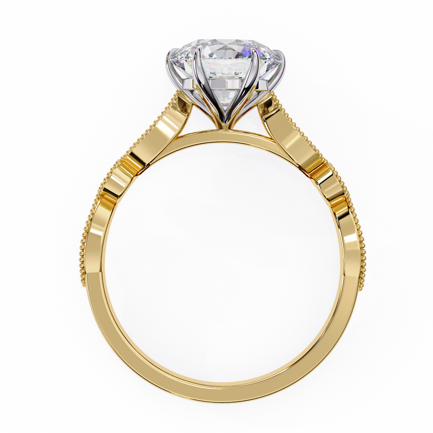 yellow gold / moissanite, yellow gold / lab grown