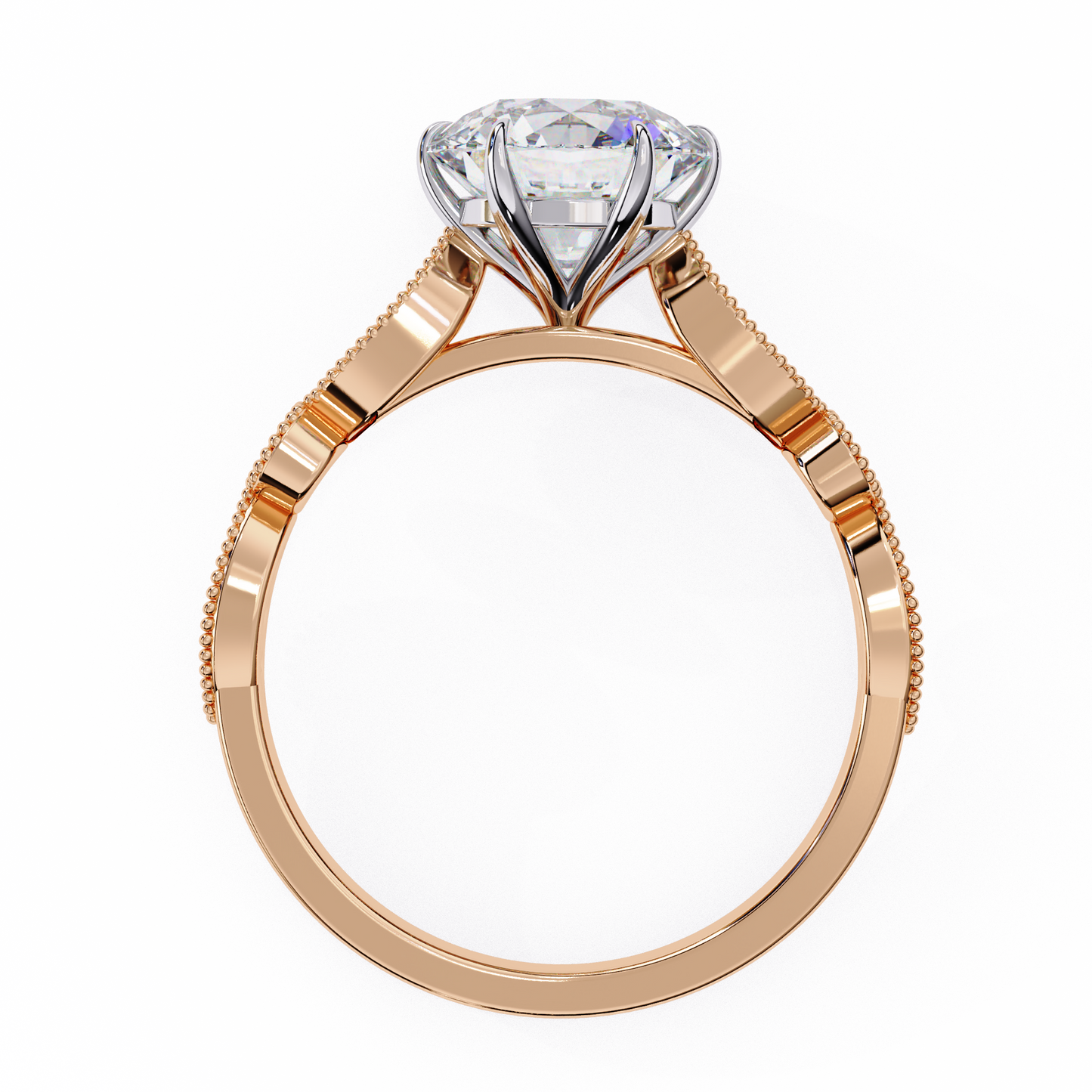 rose gold / moissanite, rose gold / lab grown