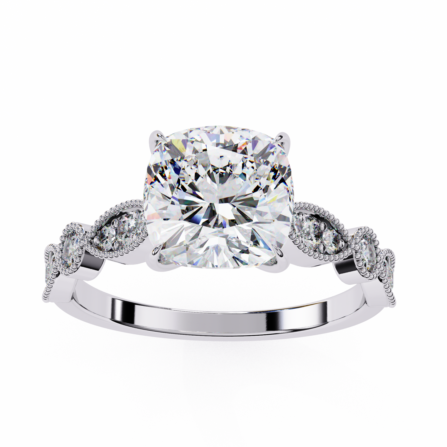 white gold / moissanite, white gold / lab grown