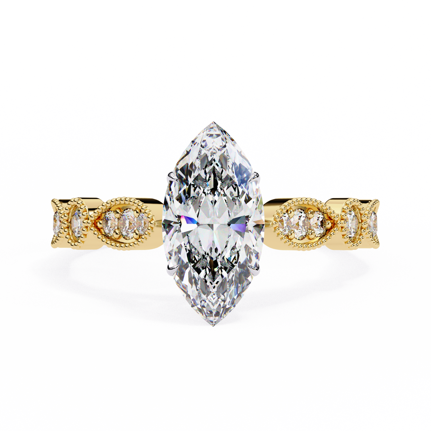 yellow gold / moissanite, yellow gold / lab grown