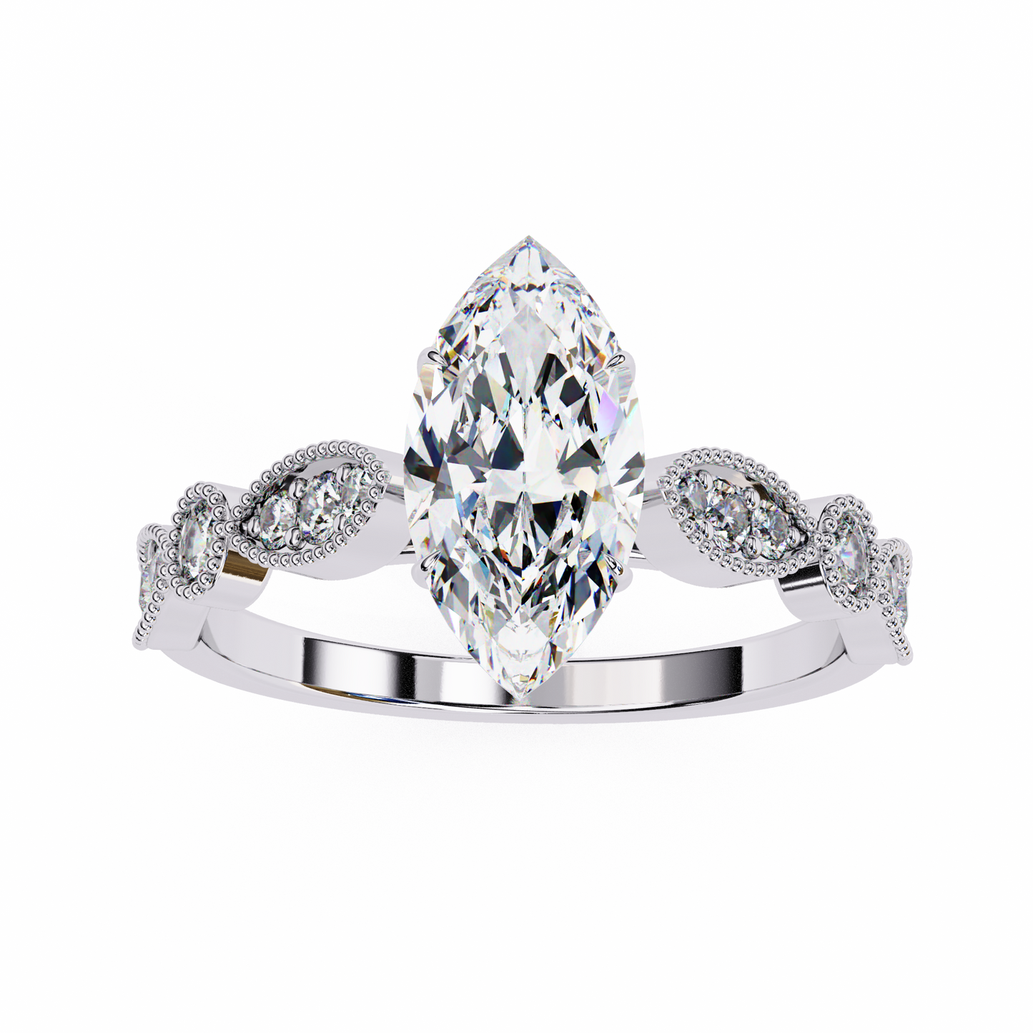 white gold / moissanite, white gold / lab grown