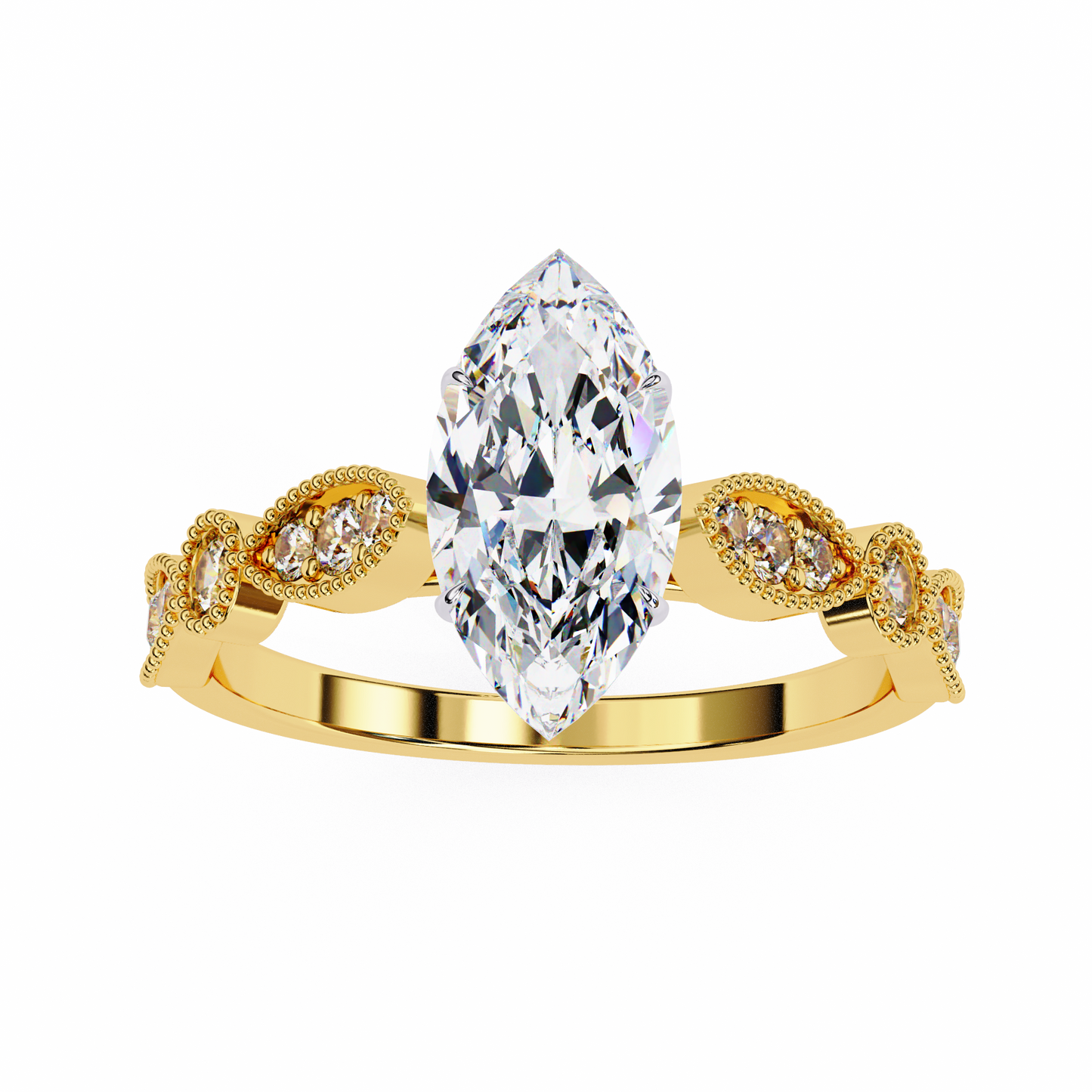 yellow gold / moissanite, yellow gold / lab grown