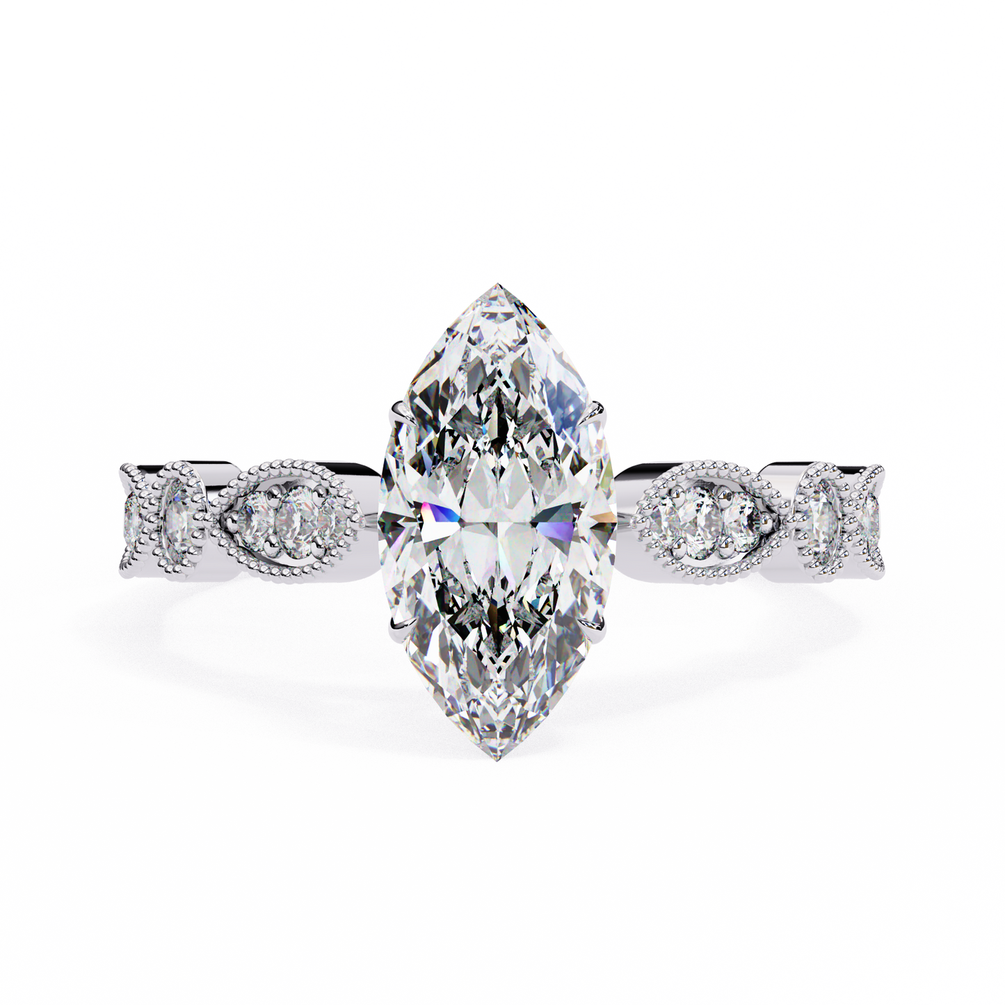 white gold / moissanite, white gold / lab grown