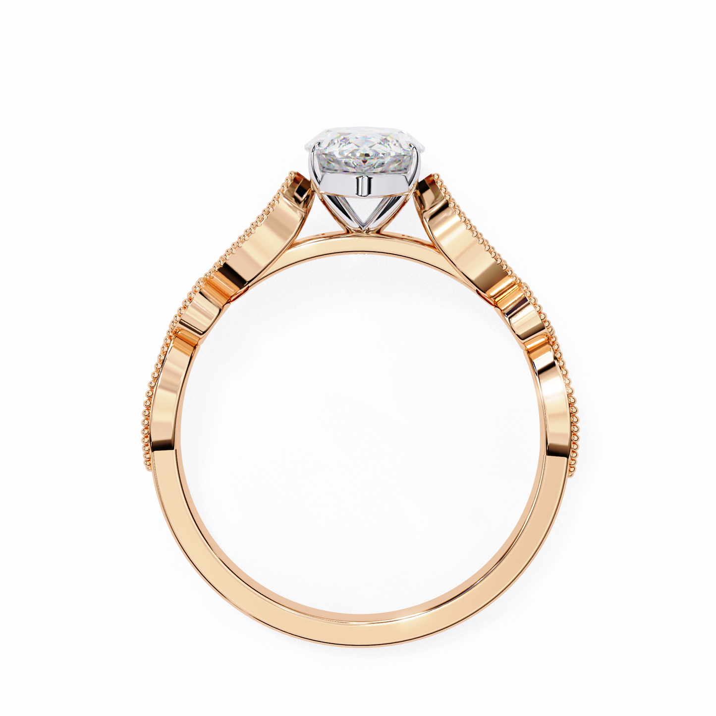 rose gold / moissanite, rose gold / lab grown
