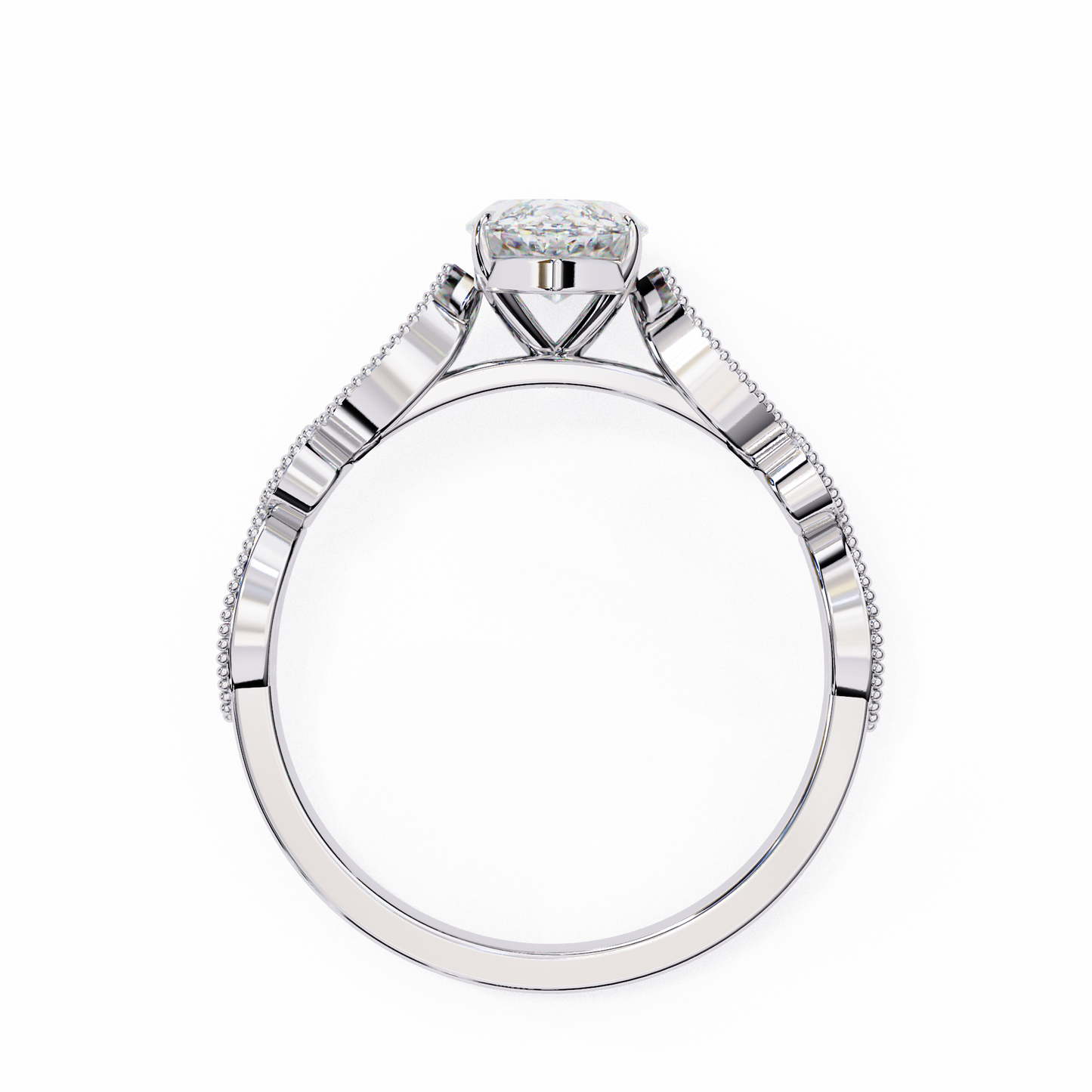 white gold / moissanite, white gold / lab grown