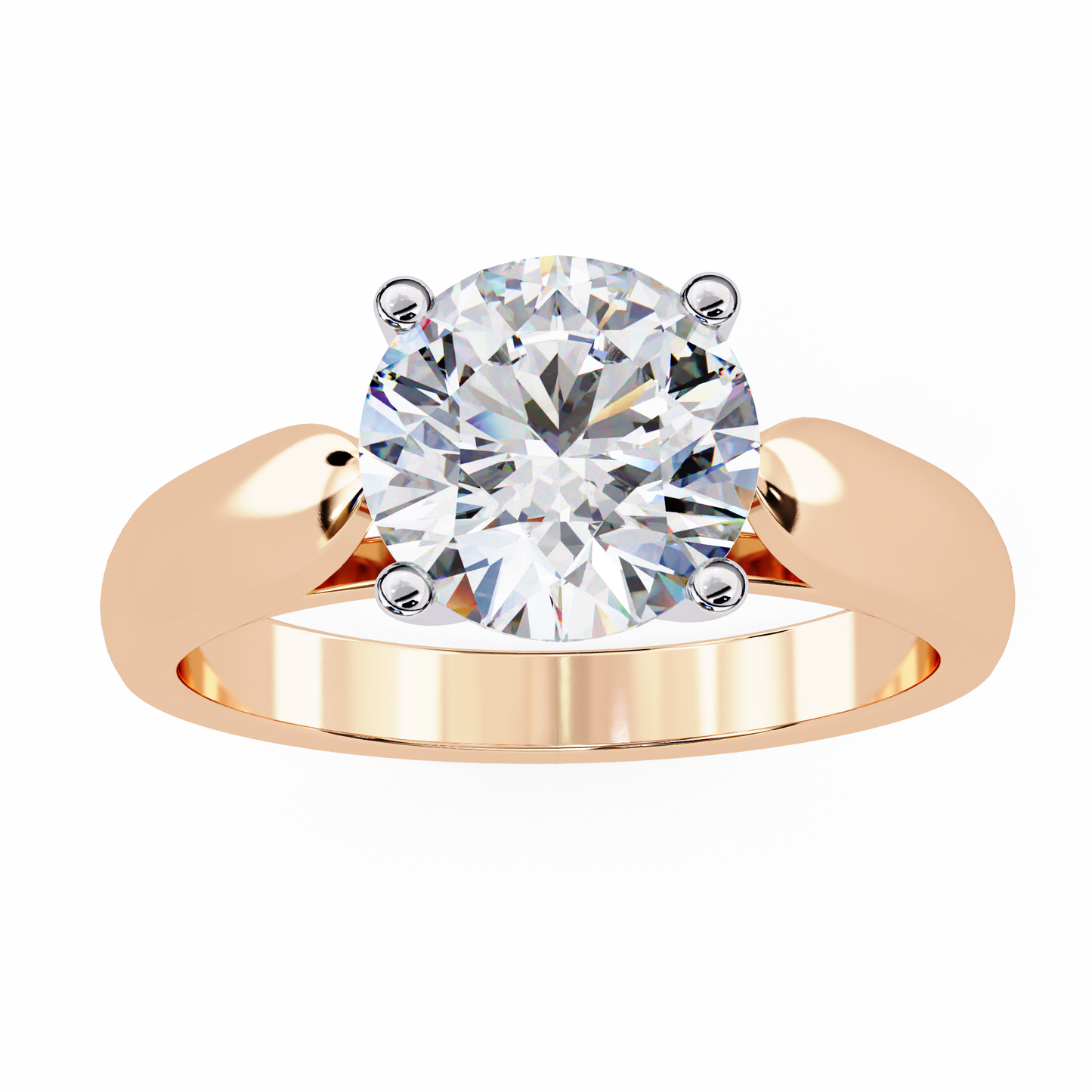 rose gold / moissanite, rose gold / lab grown