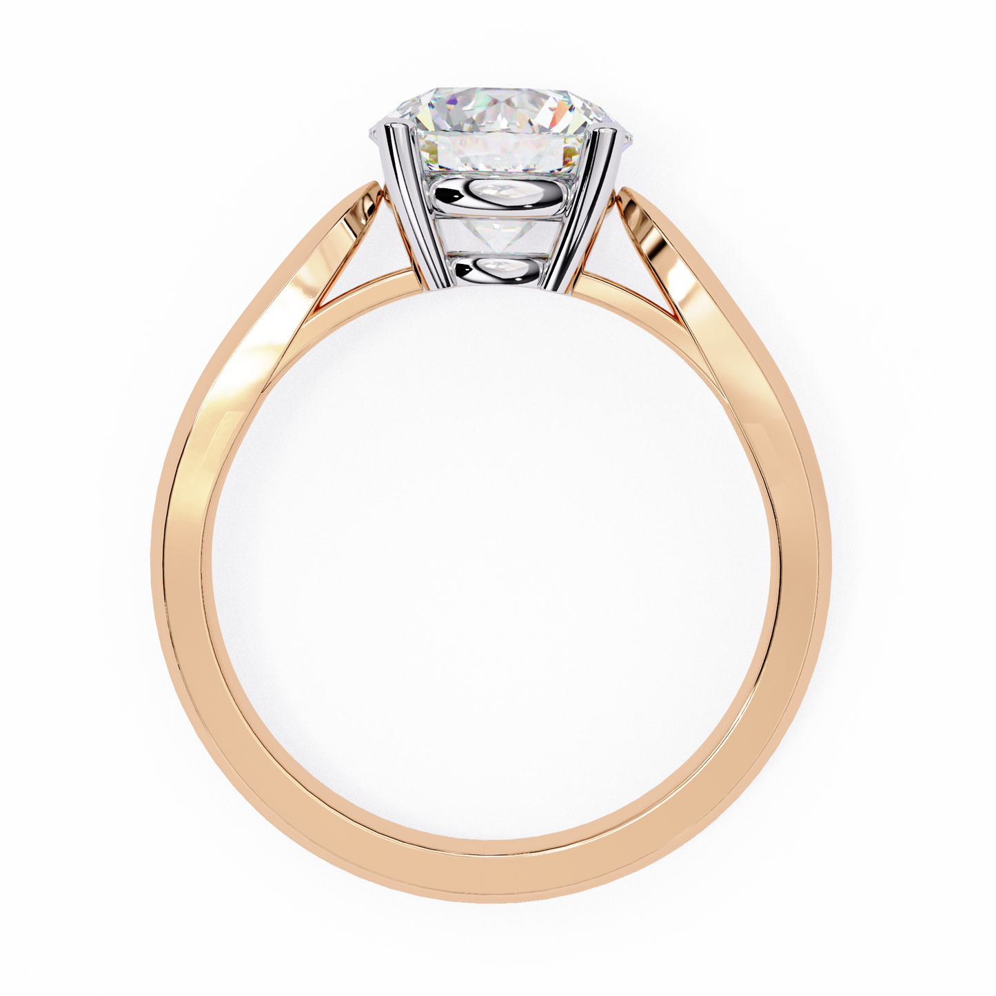 rose gold / moissanite, rose gold / lab grown