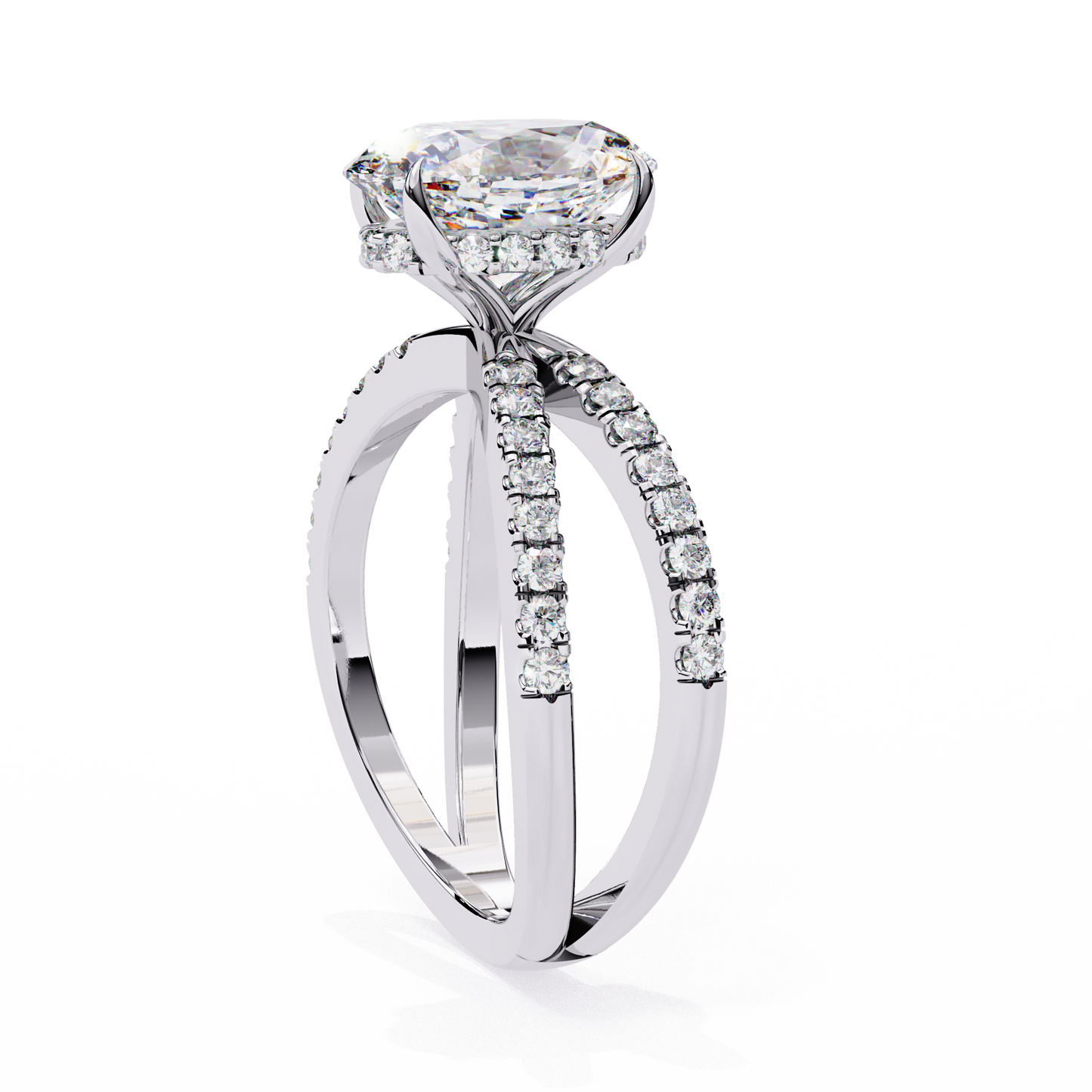 white gold / moissanite, white gold / lab grown