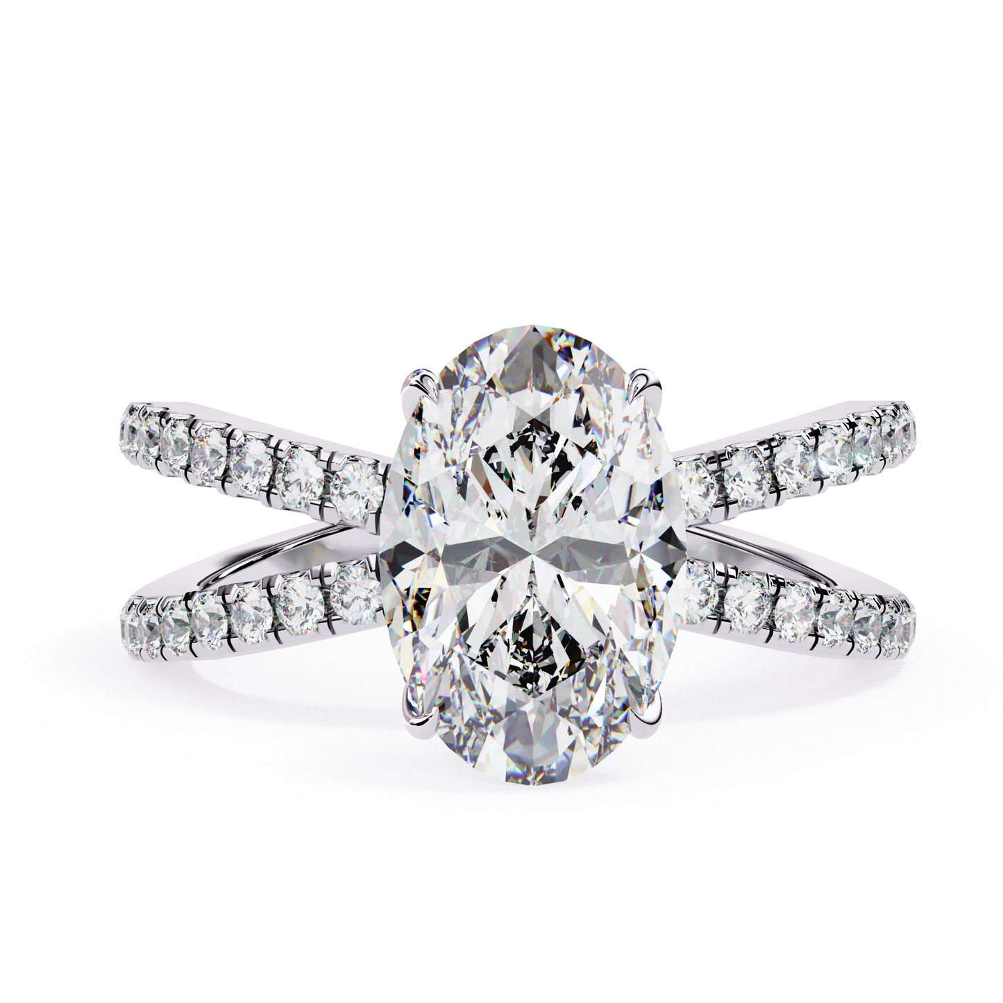 white gold / moissanite, white gold / lab grown