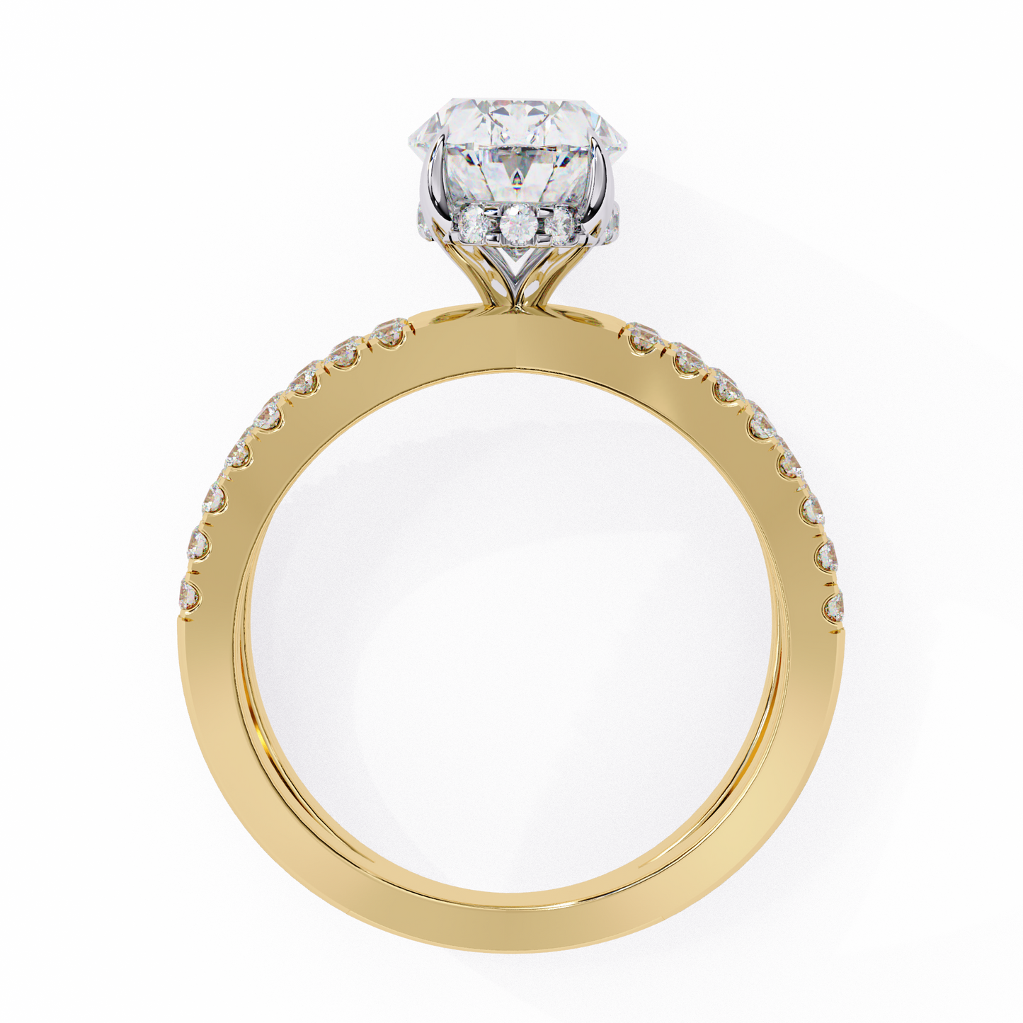 yellow gold / moissanite, yellow gold / lab grown