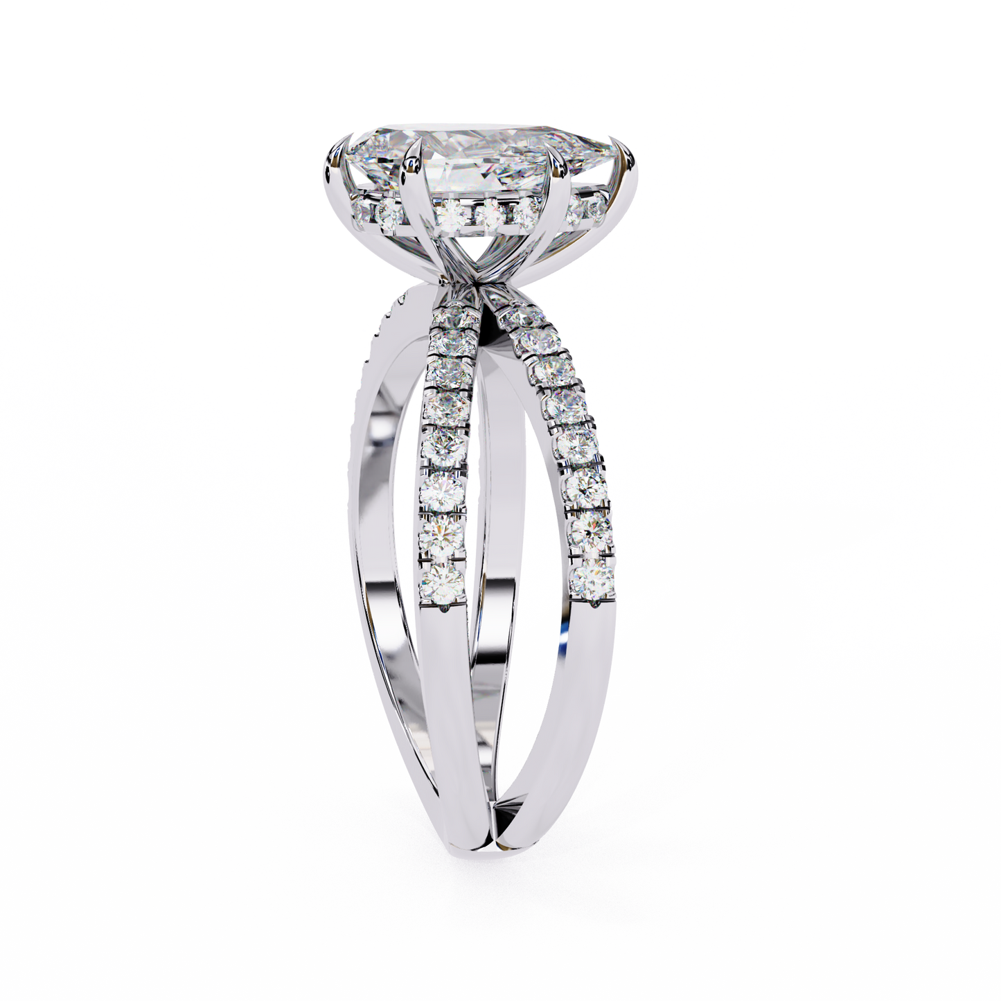 white gold / moissanite, white gold / lab grown