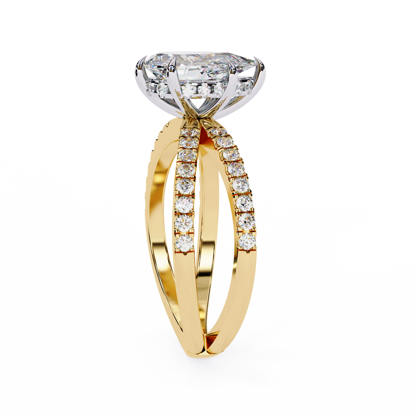 yellow gold / moissanite, yellow gold / lab grown