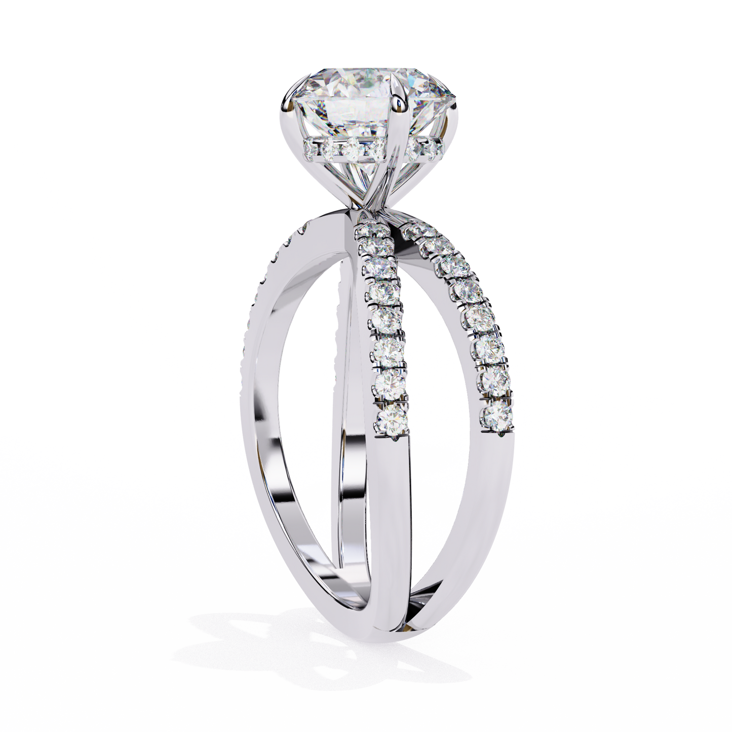 white gold / moissanite, white gold / lab grown