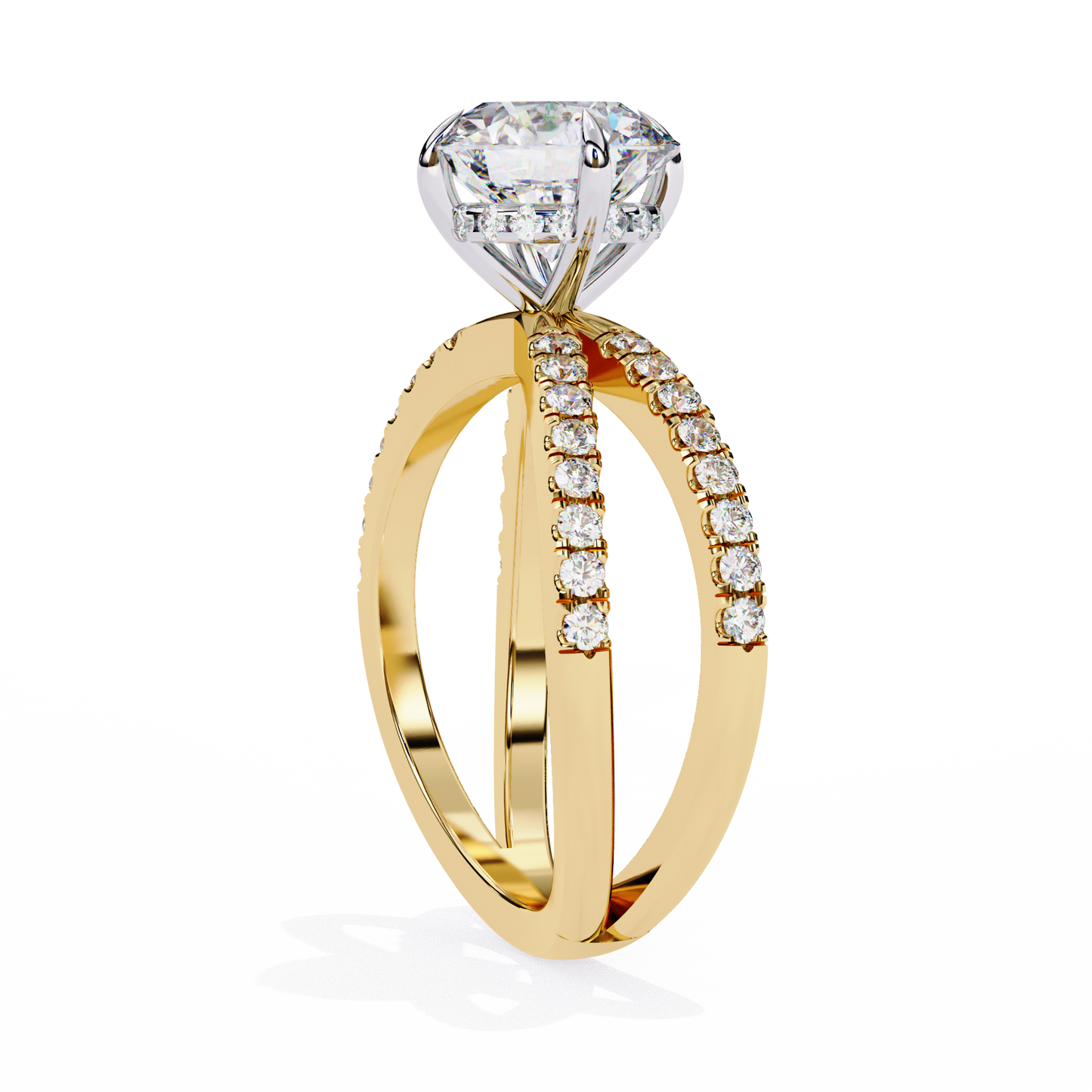 yellow gold / moissanite, yellow gold / lab grown