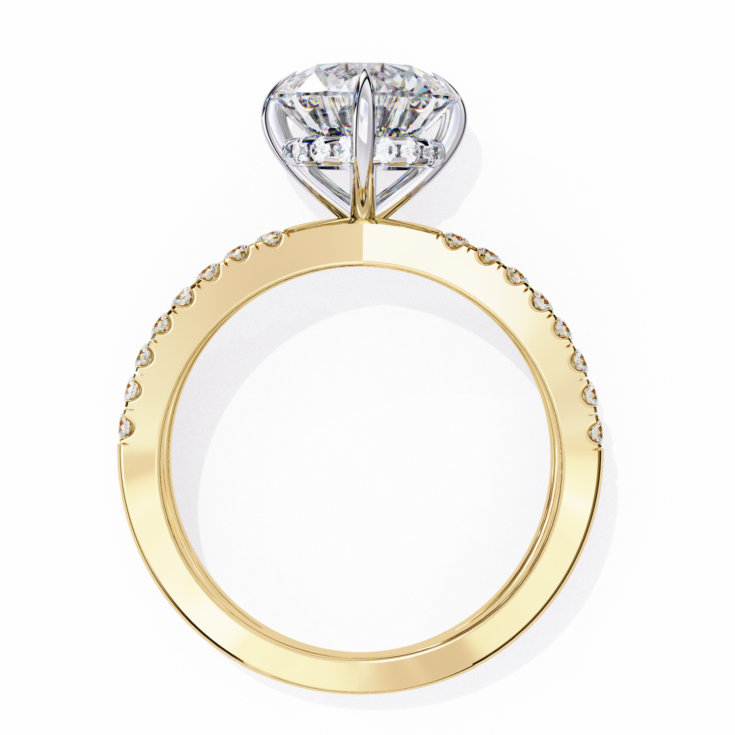 yellow gold / moissanite, yellow gold / lab grown