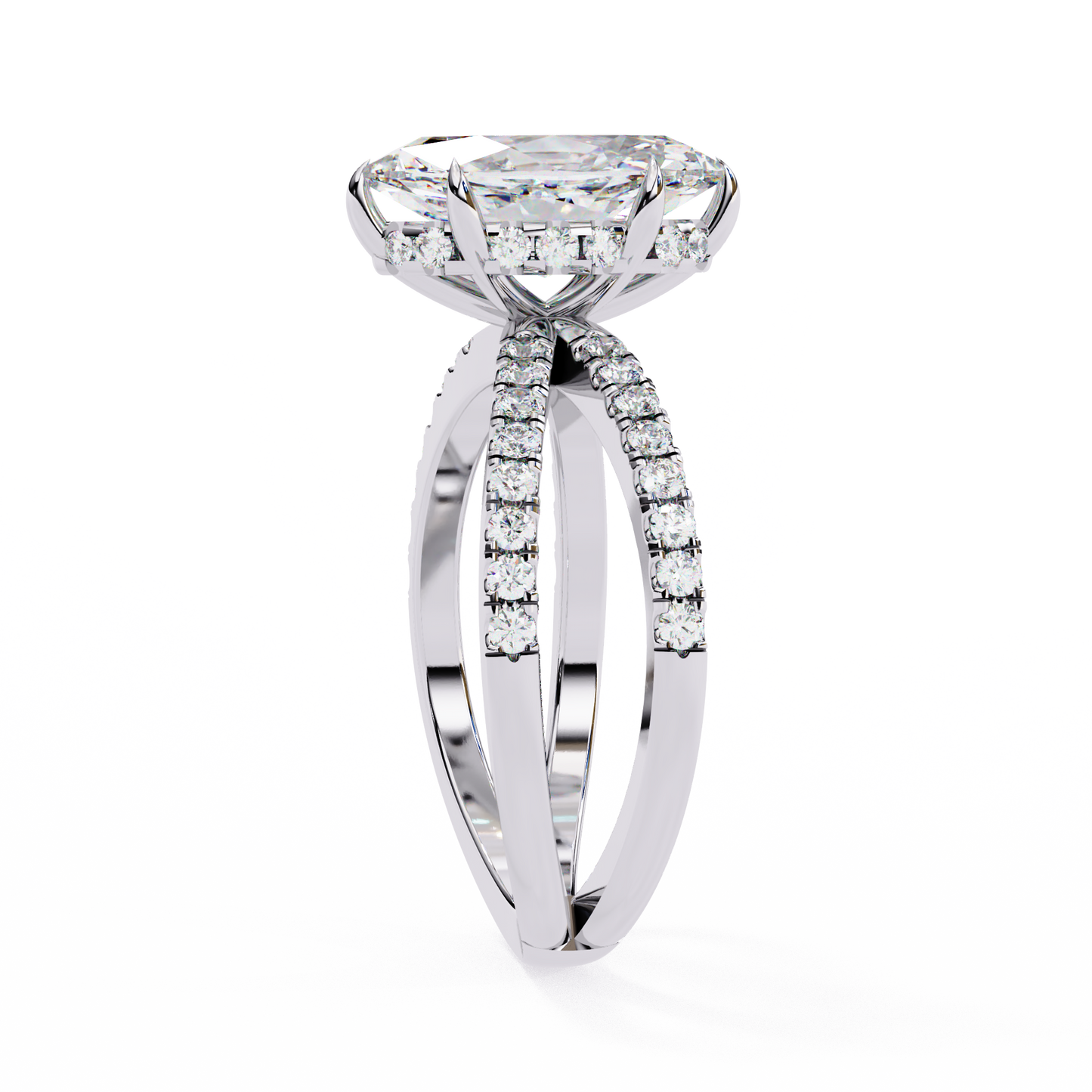 white gold / moissanite, white gold / lab grown