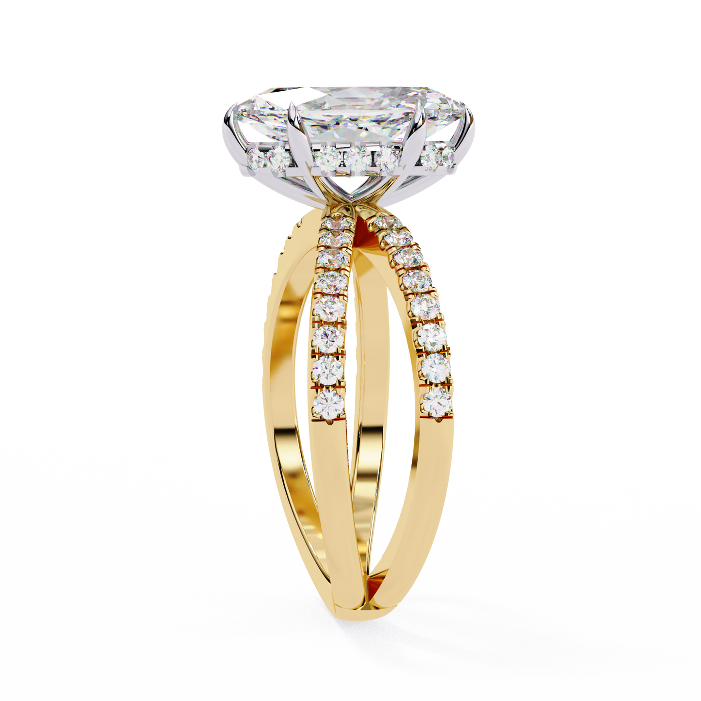 yellow gold / moissanite, yellow gold / lab grown