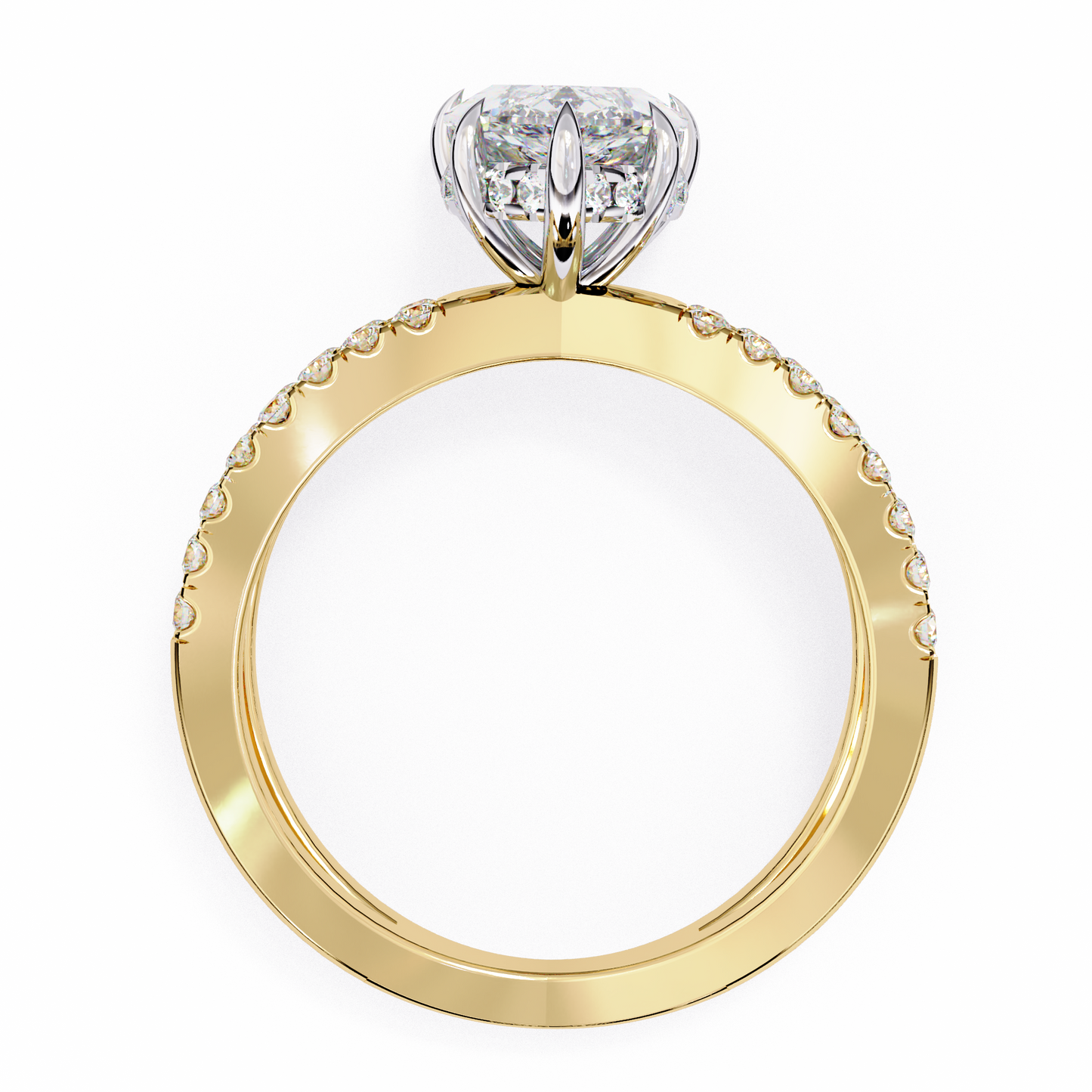 yellow gold / moissanite, yellow gold / lab grown