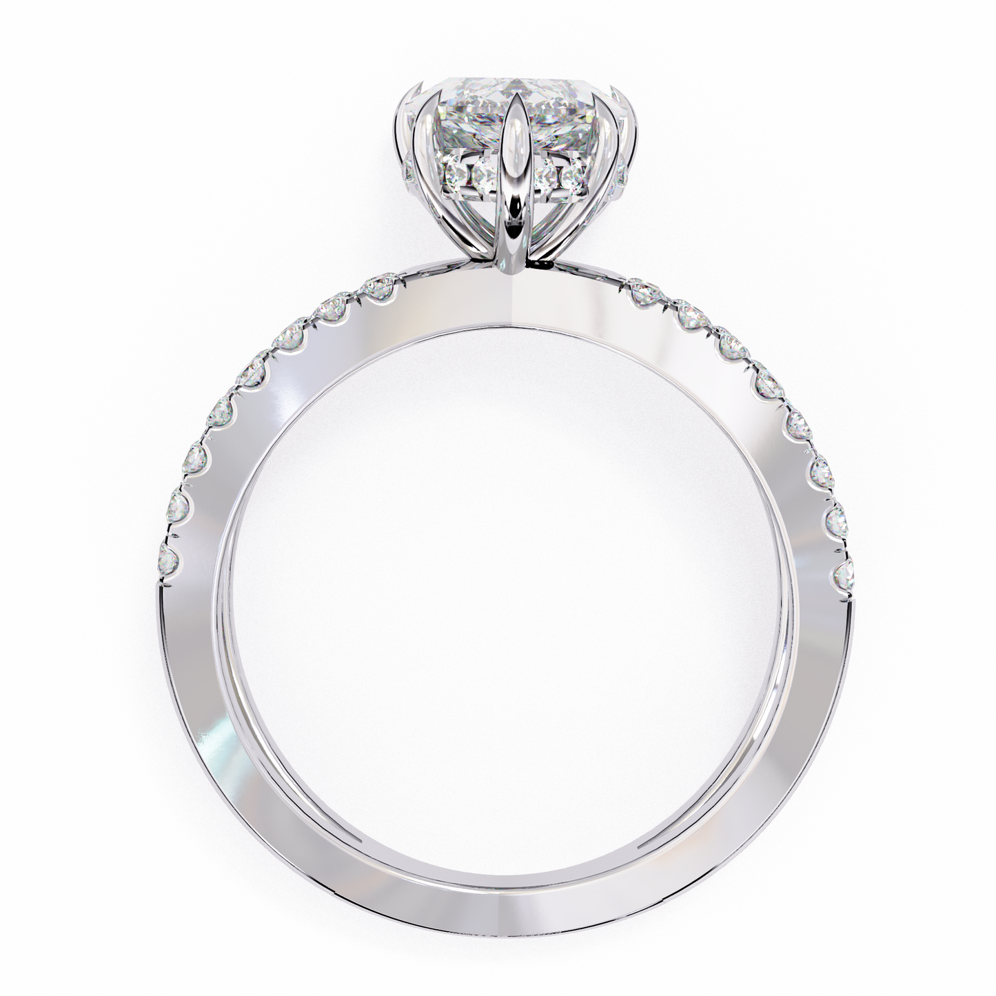 white gold / moissanite, white gold / lab grown