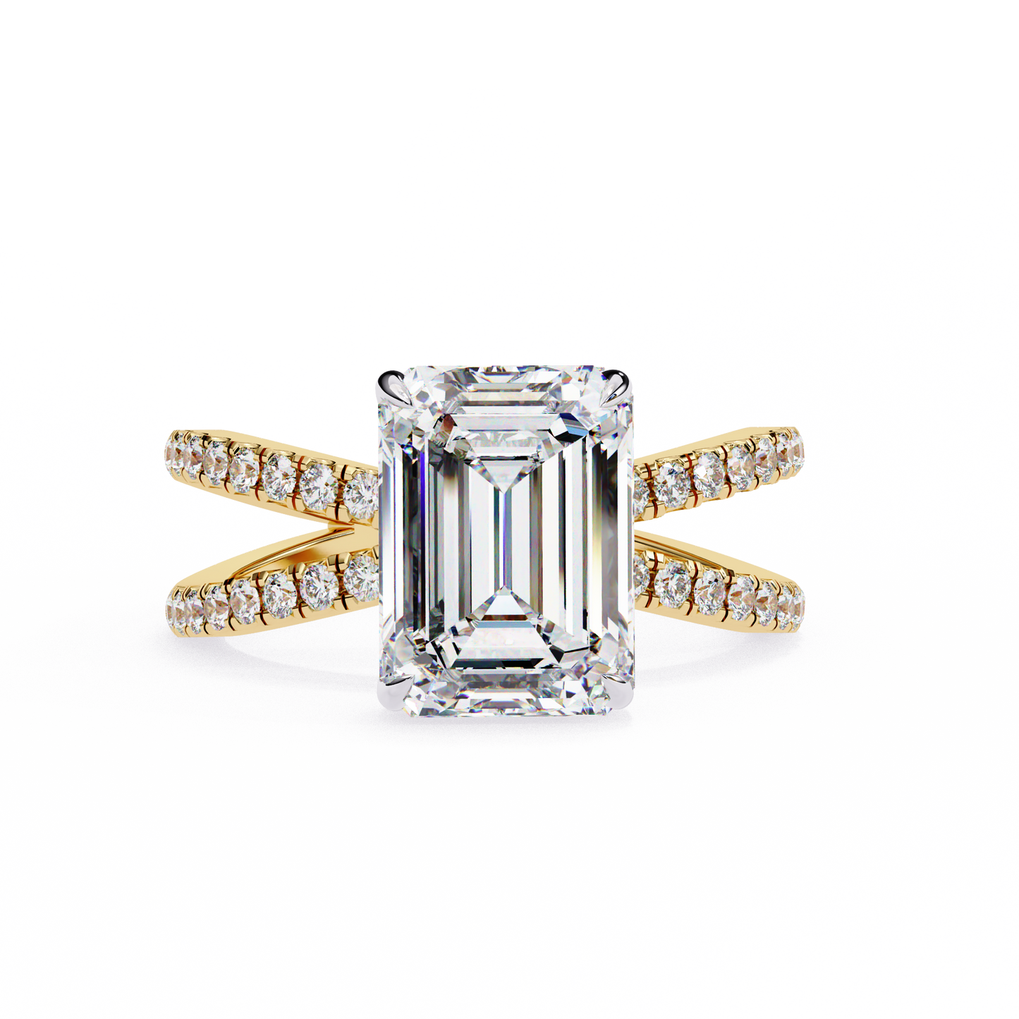 yellow gold / moissanite, yellow gold / lab grown