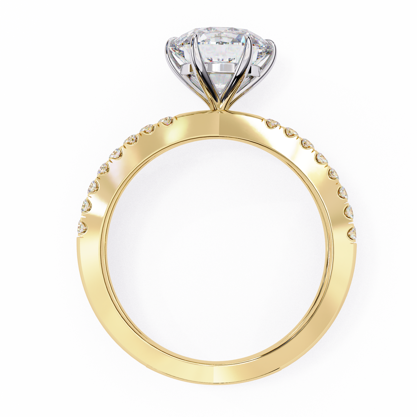 yellow gold / moissanite, yellow gold / lab grown