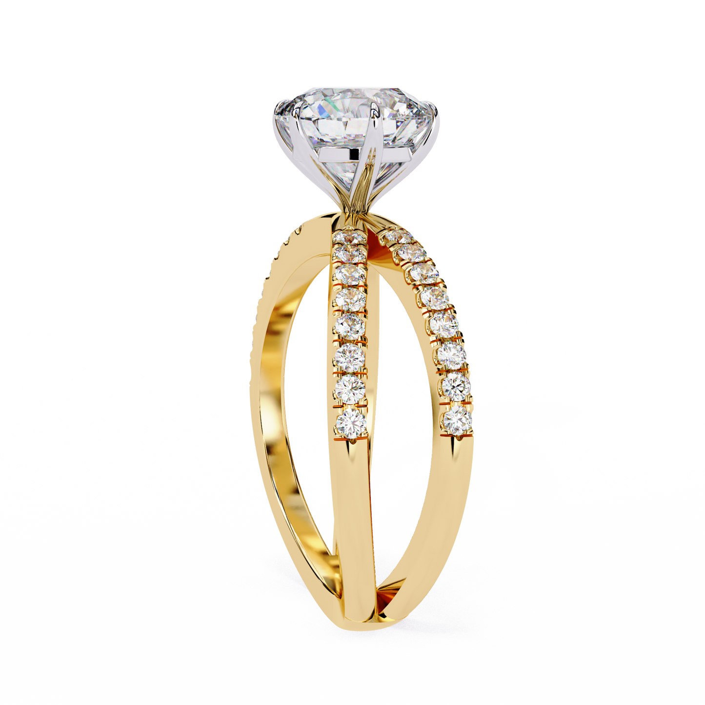 yellow gold / moissanite, yellow gold / lab grown