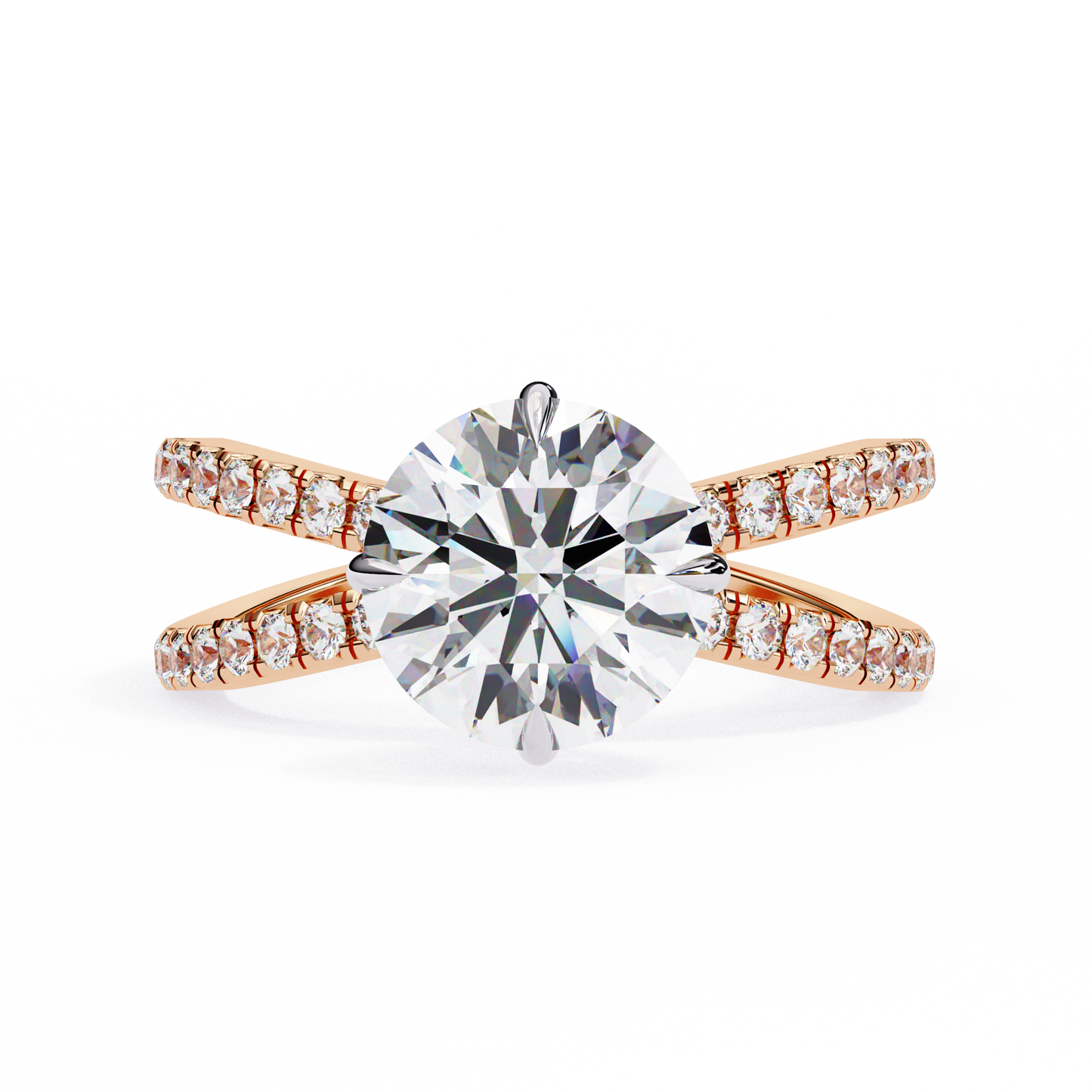 rose gold / moissanite, rose gold / lab grown