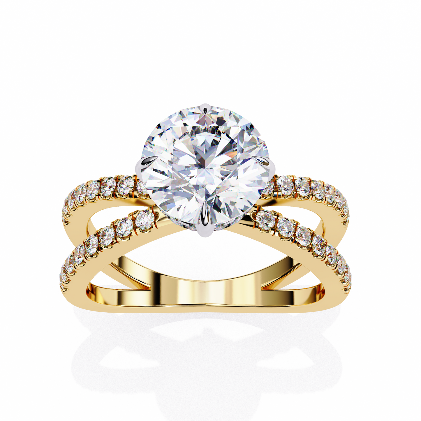 yellow gold / moissanite, yellow gold / lab grown