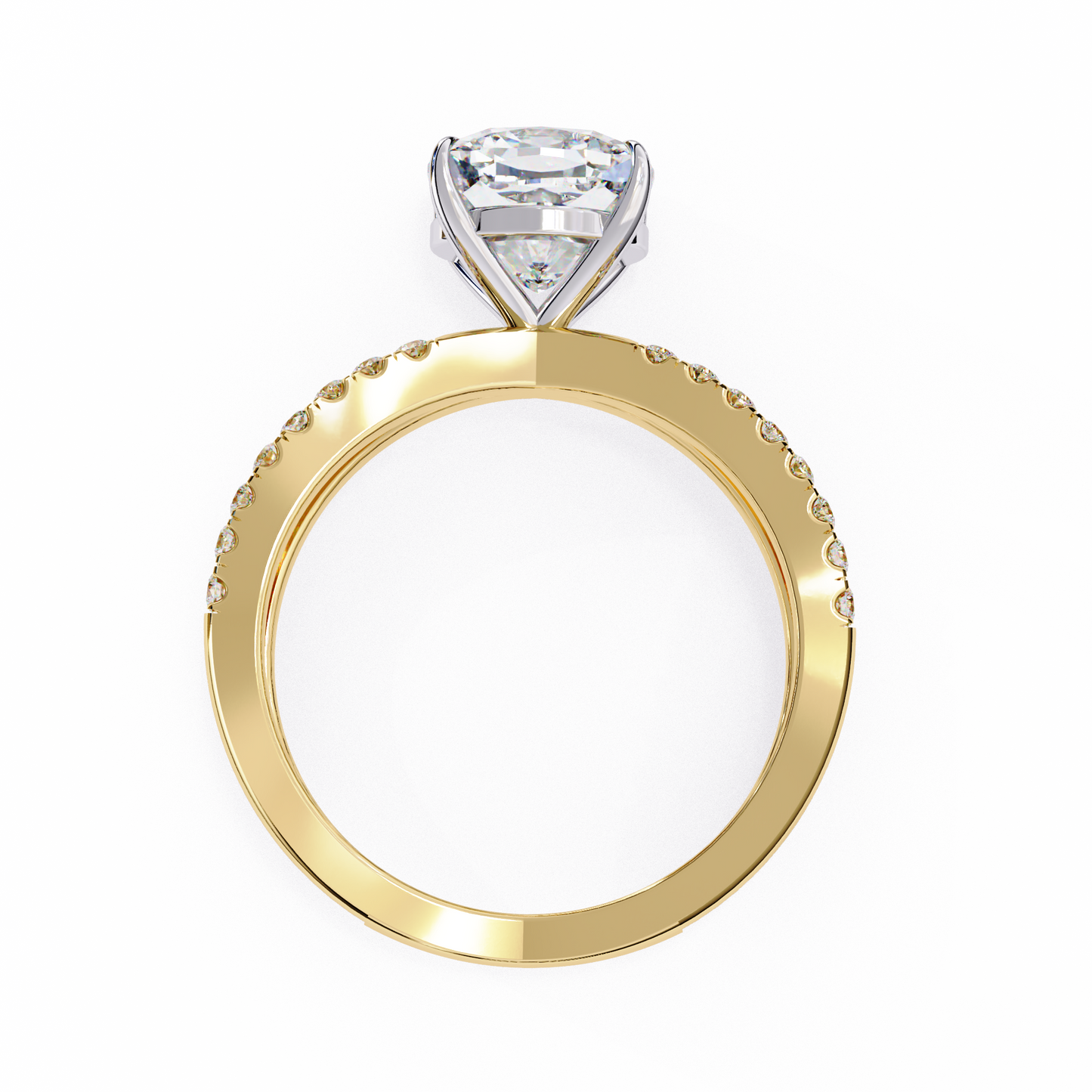 yellow gold / moissanite, yellow gold / lab grown
