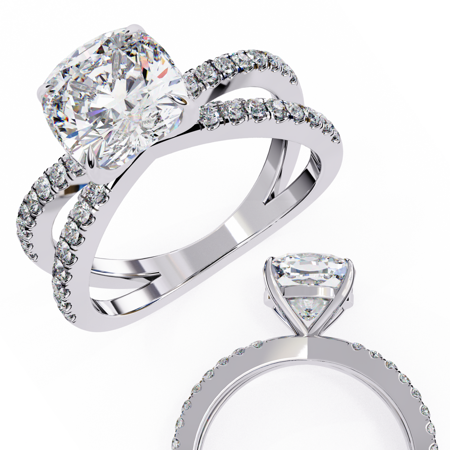 white gold / moissanite, white gold / lab grown