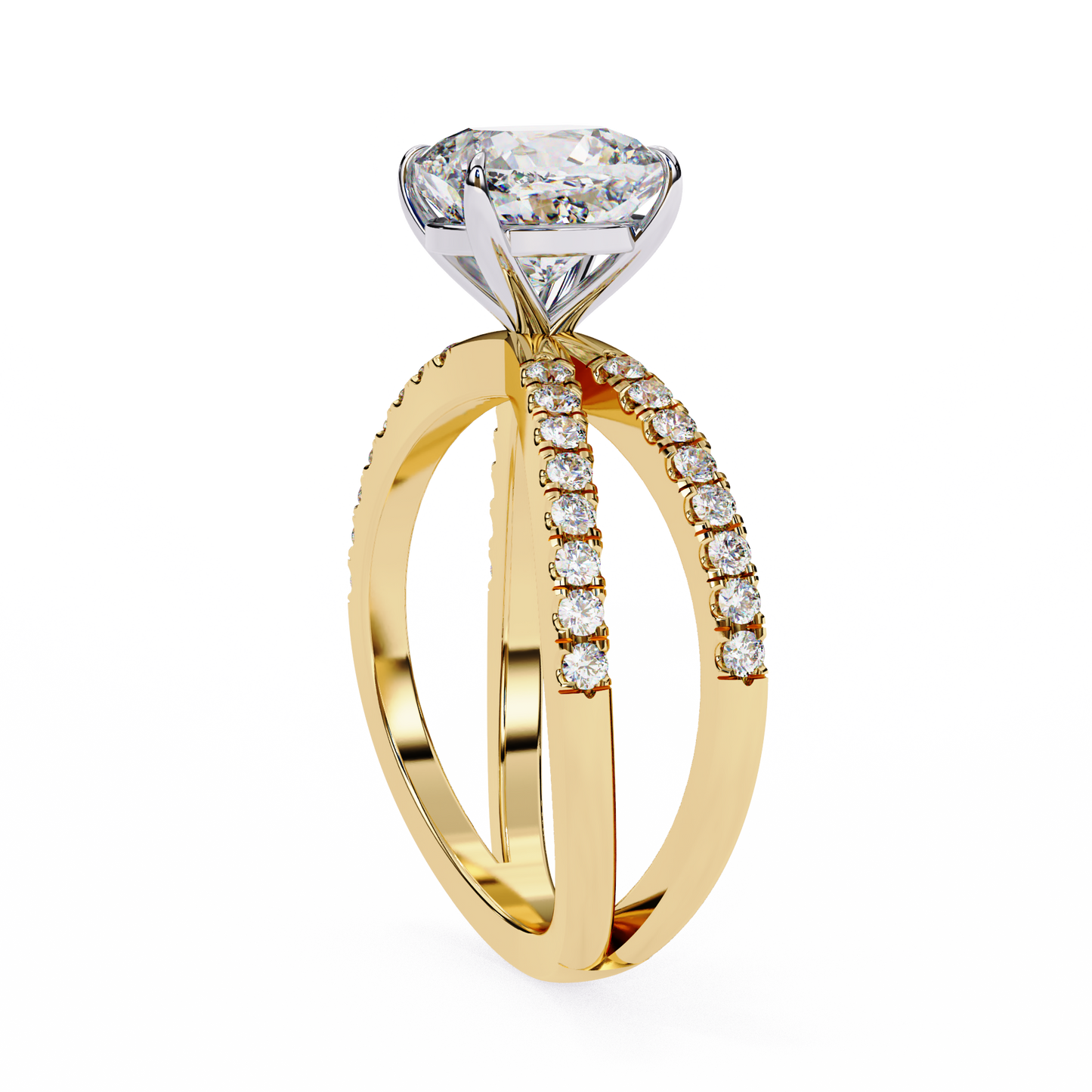 yellow gold / moissanite, yellow gold / lab grown