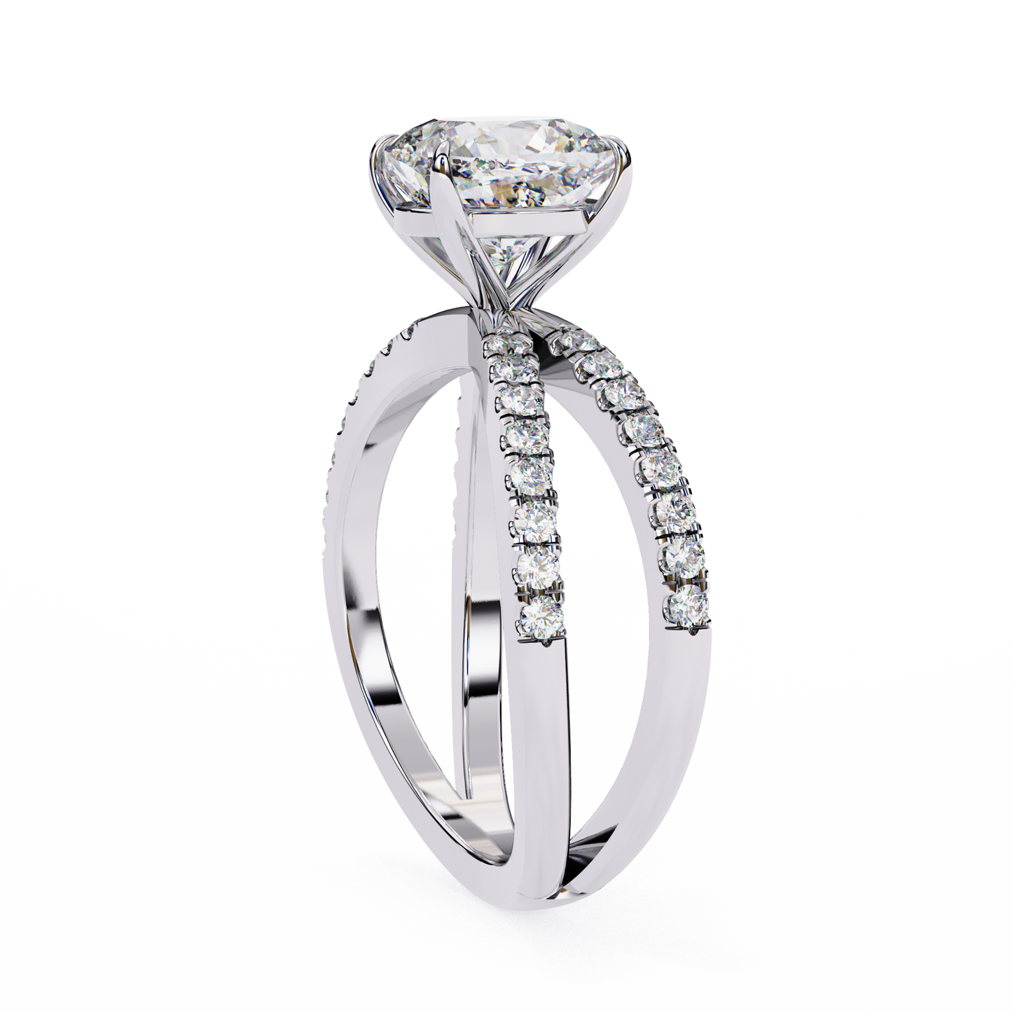 white gold / moissanite, white gold / lab grown