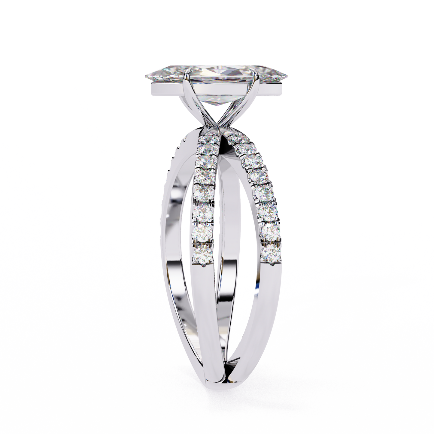 white gold / moissanite, white gold / lab grown