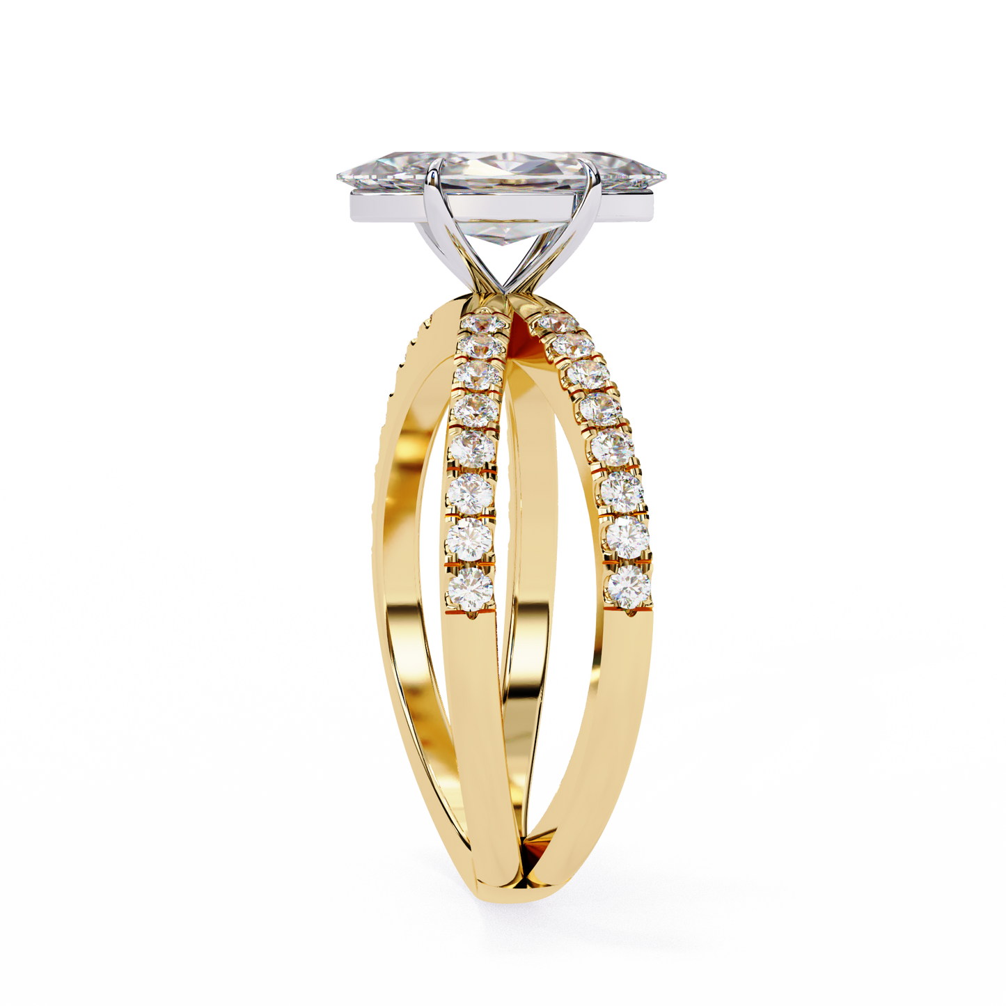yellow gold / moissanite, yellow gold / lab grown