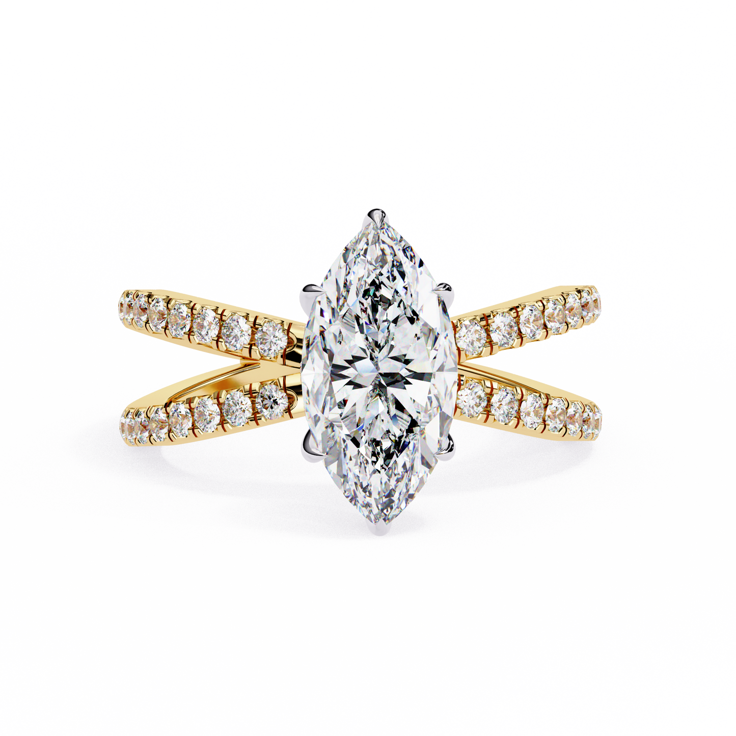 yellow gold / moissanite, yellow gold / lab grown