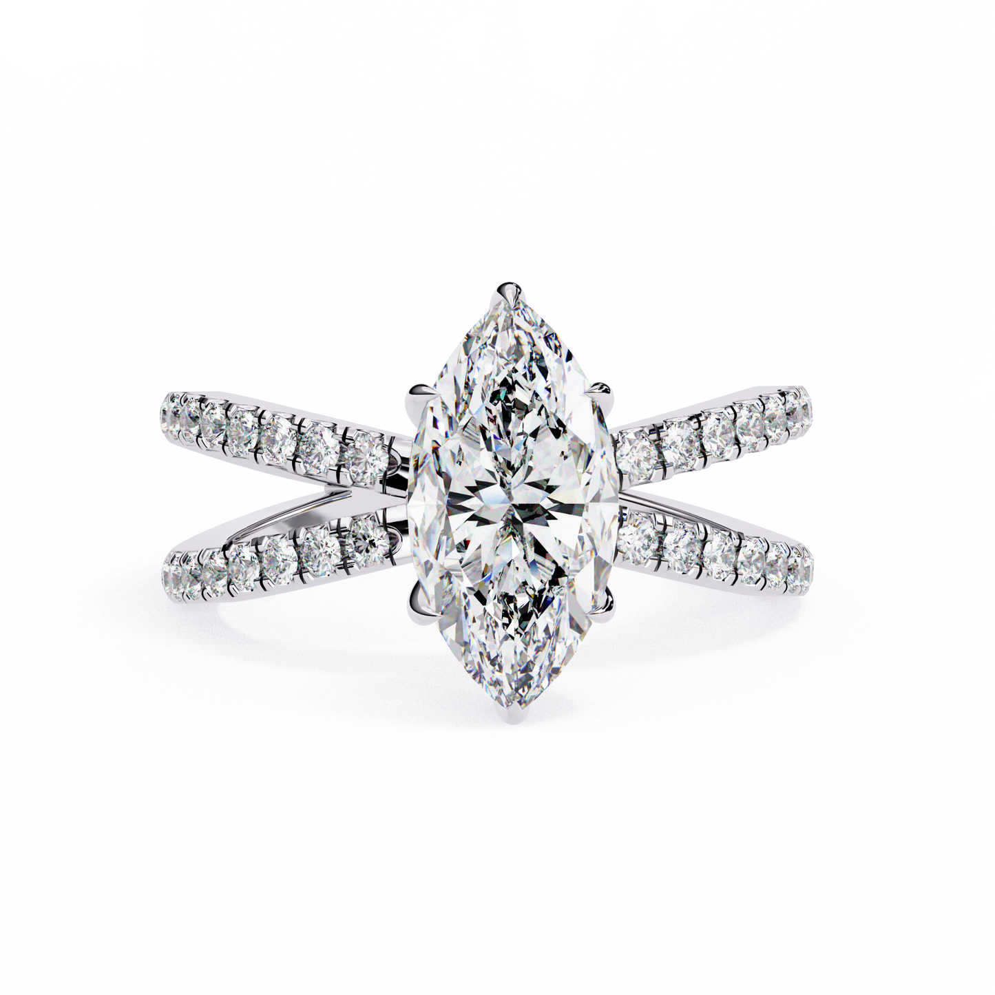 white gold / moissanite, white gold / lab grown