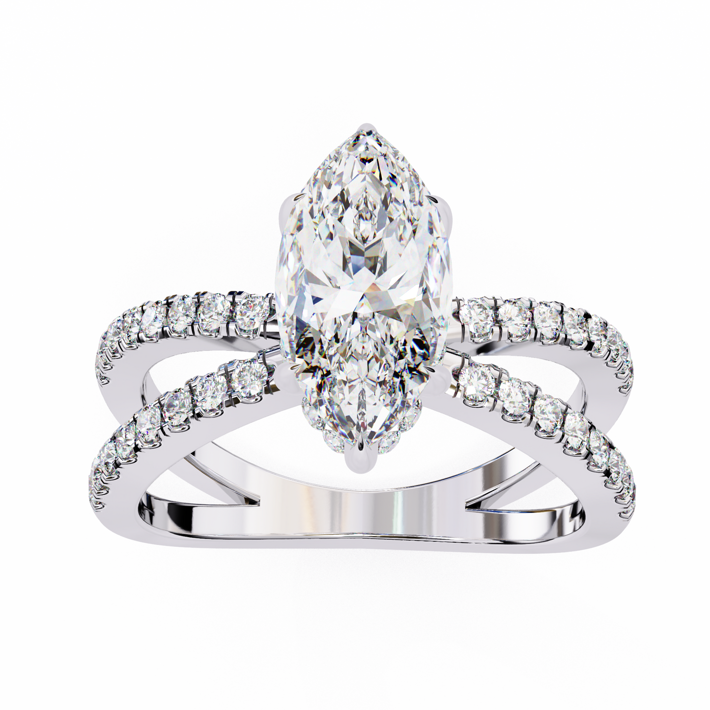white gold / moissanite, white gold / lab grown