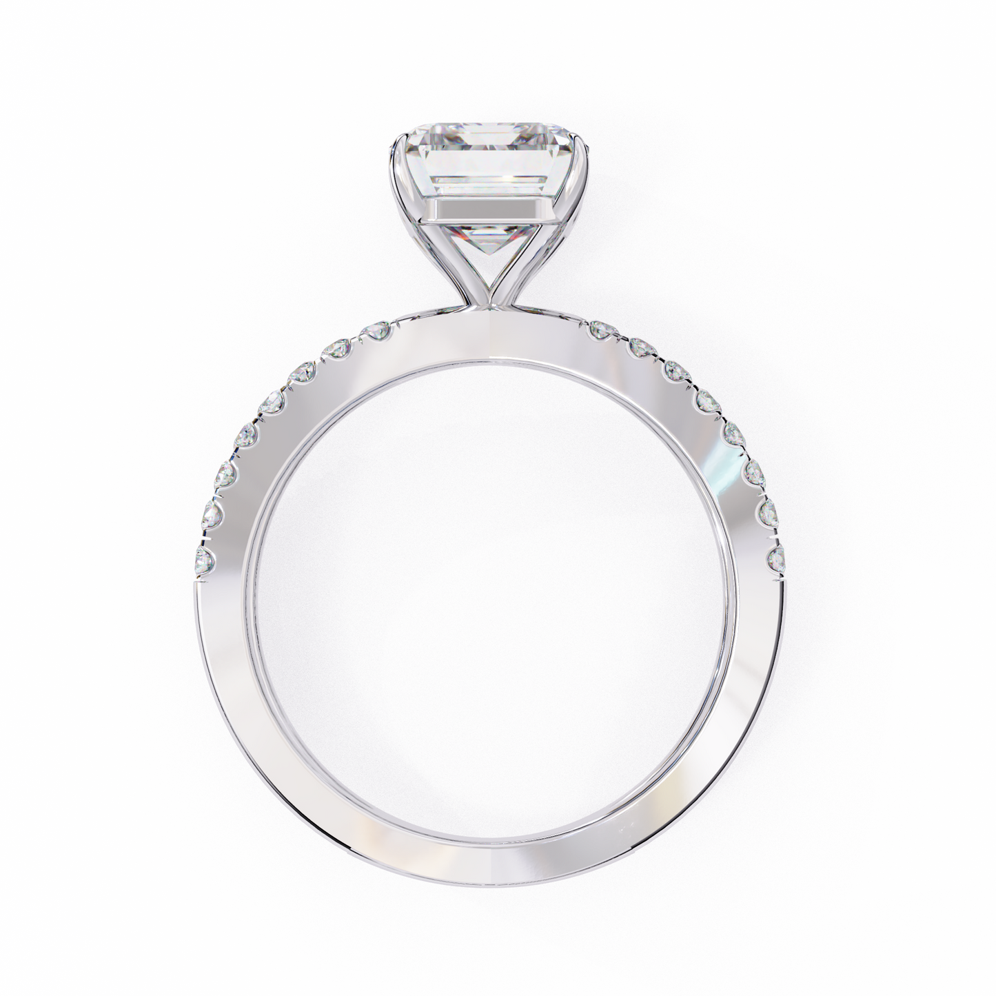 white gold / moissanite, white gold / lab grown