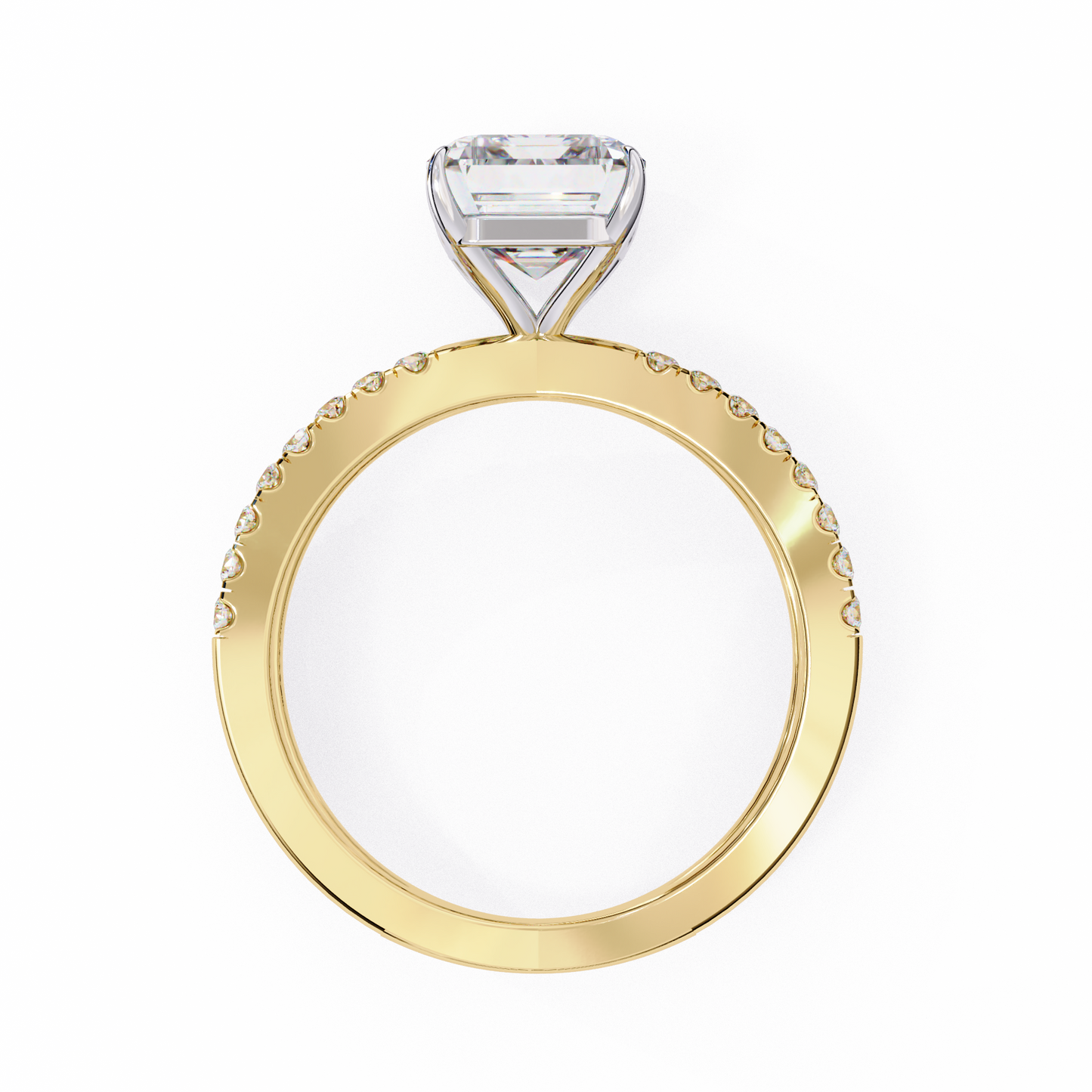 yellow gold / moissanite, yellow gold / lab grown