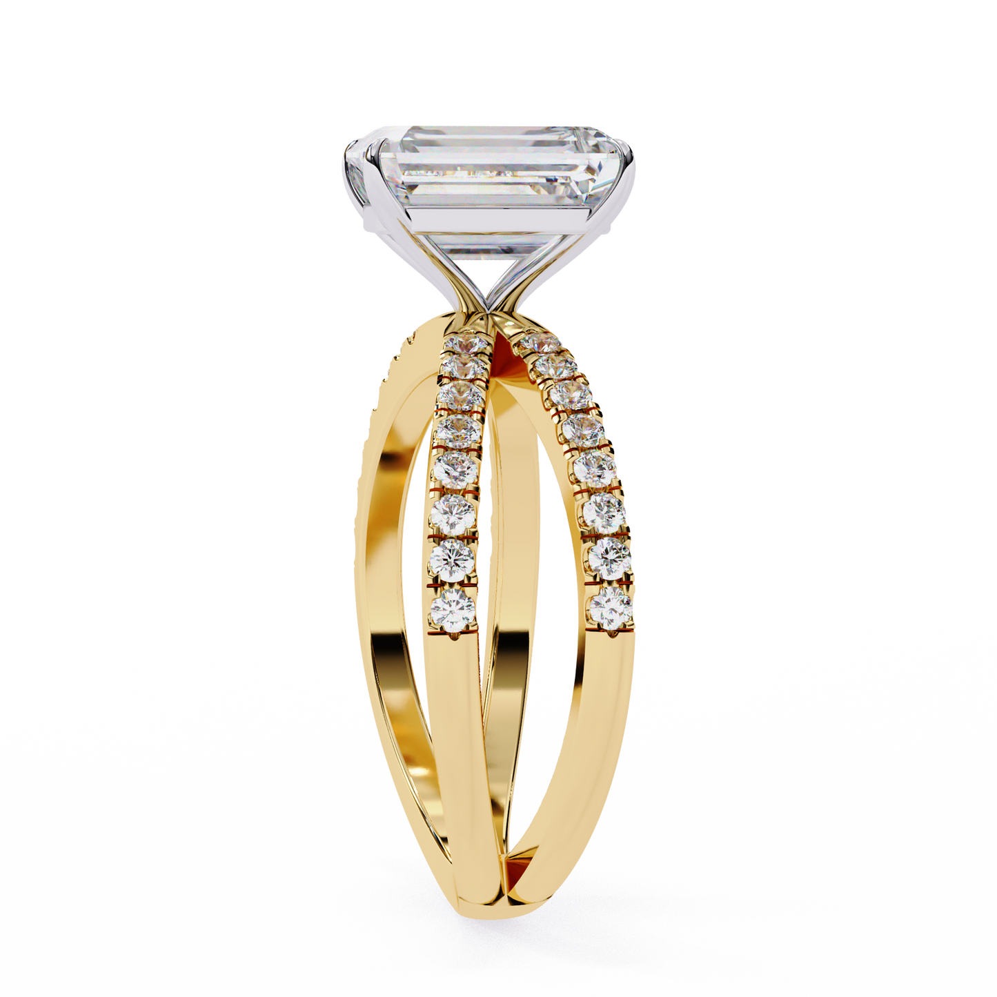 yellow gold / moissanite, yellow gold / lab grown
