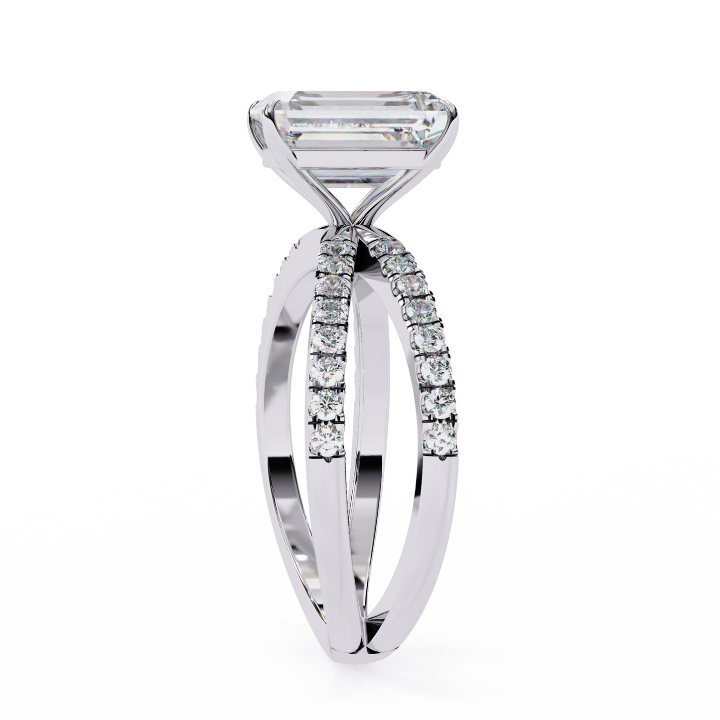white gold / moissanite, white gold / lab grown