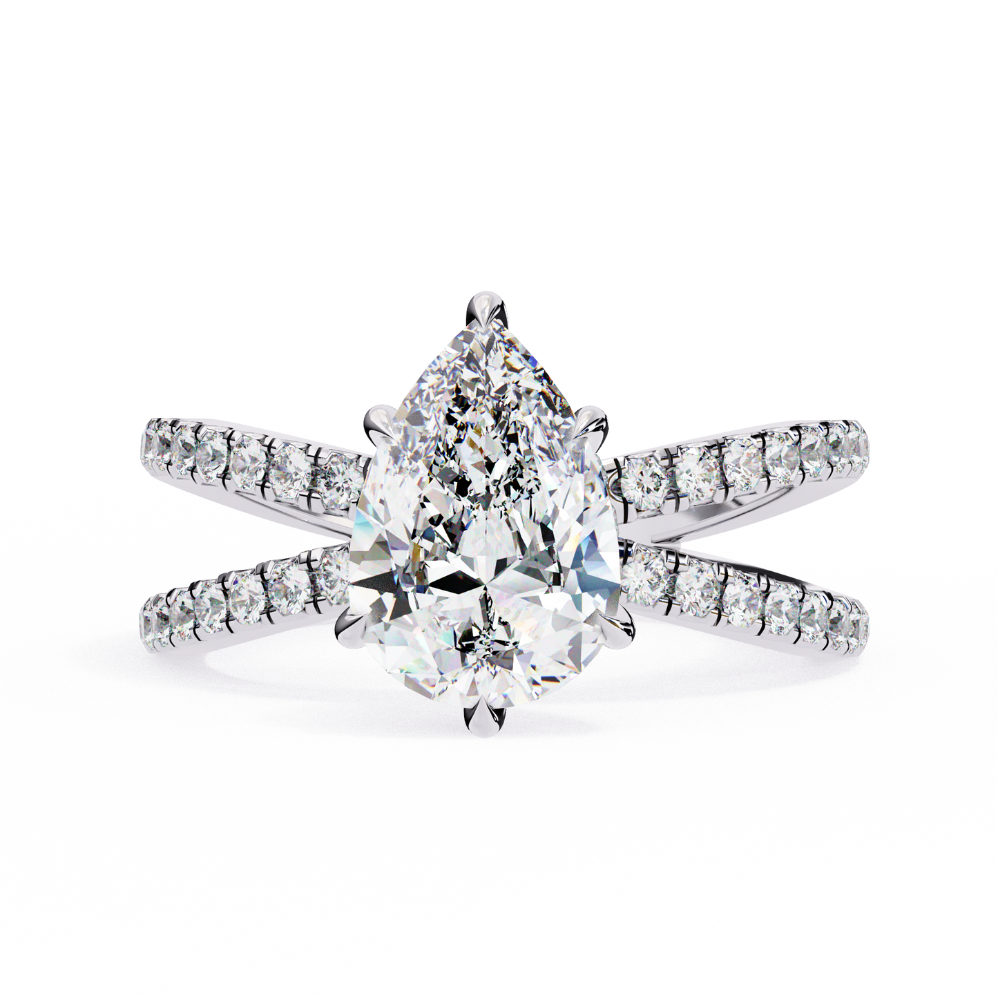 white gold / moissanite, white gold / lab grown