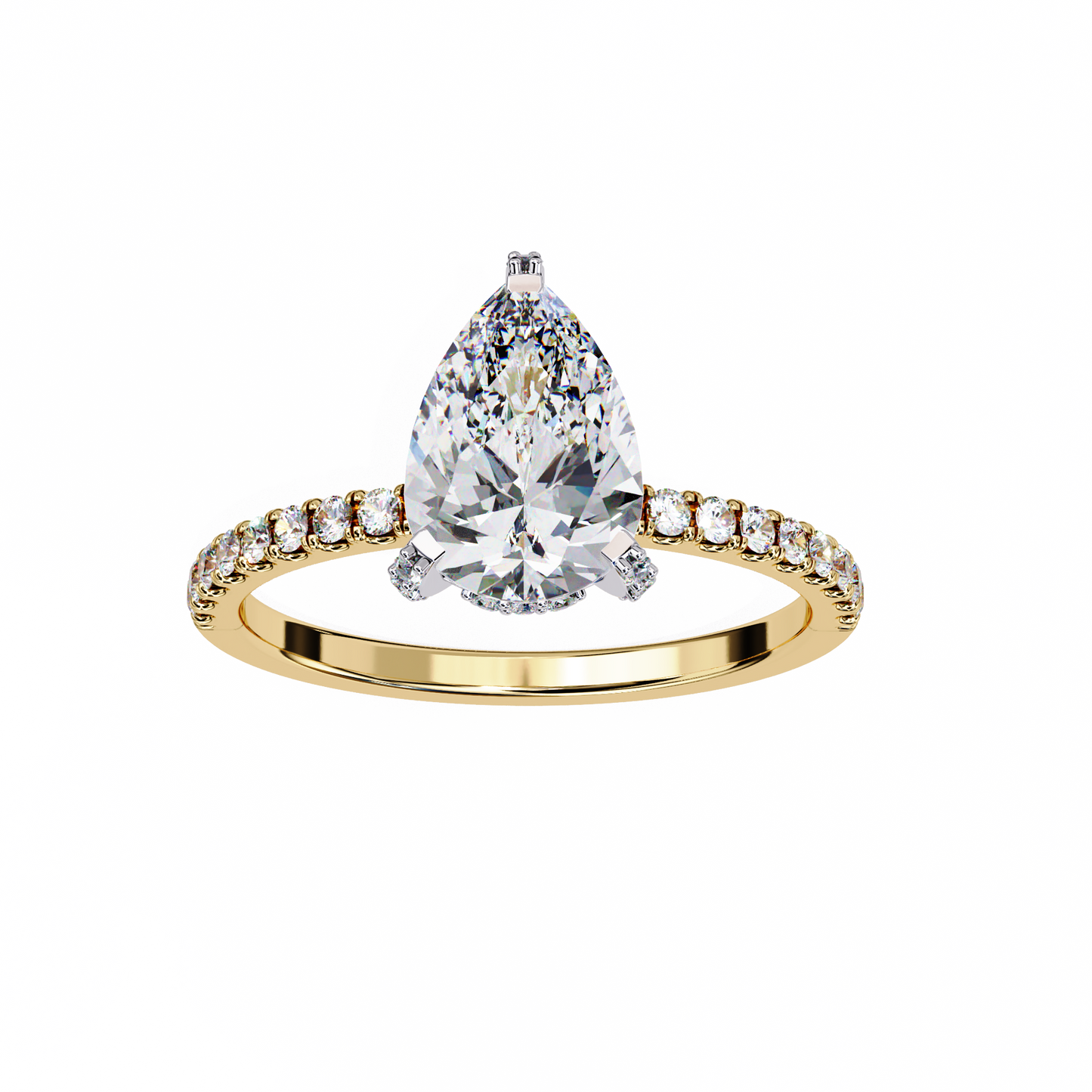 yellow gold / moissanite, yellow gold / lab grown