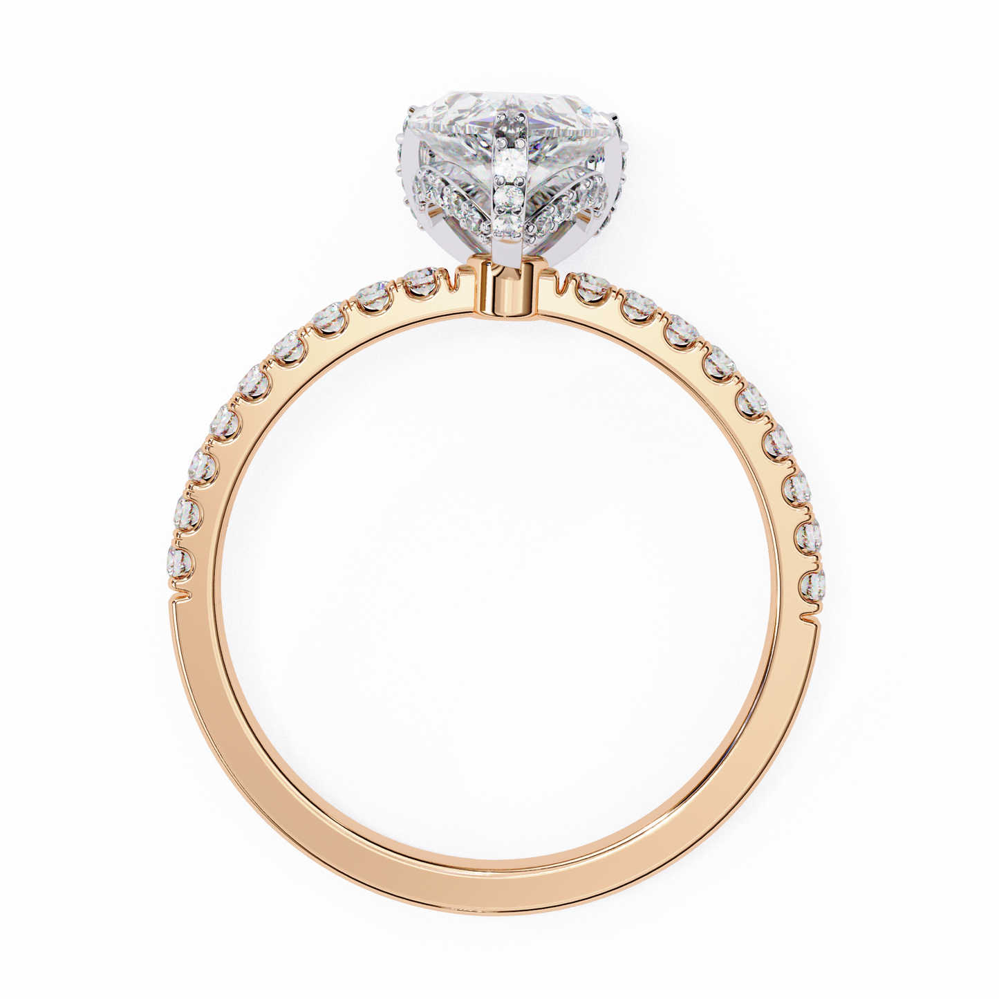 rose gold / moissanite, rose gold / lab grown
